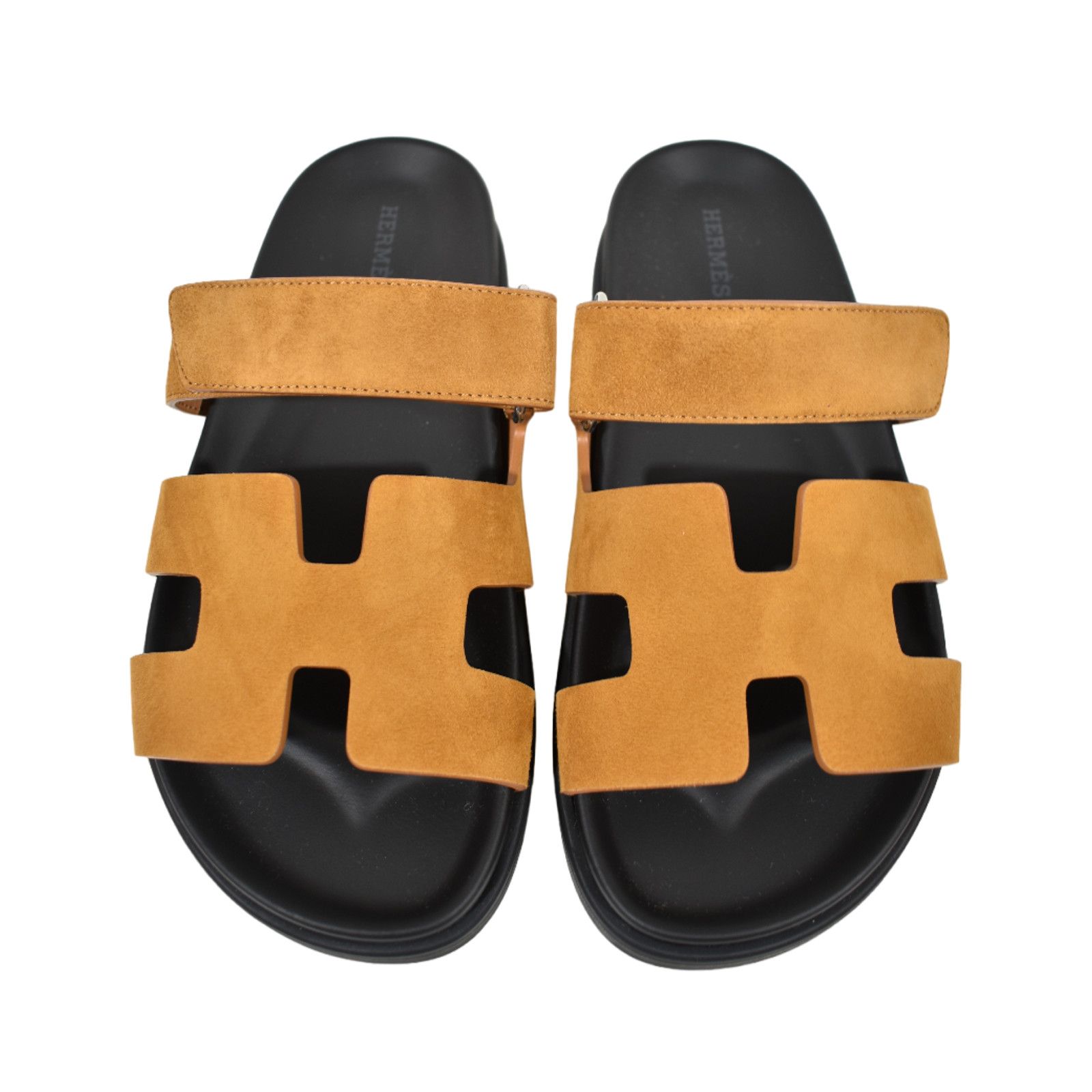 Hermes Hermes Chypre Sandal Black Naturel Gold Suede H Logo Size US 8 / IT 38 - 1 Thumbnail
