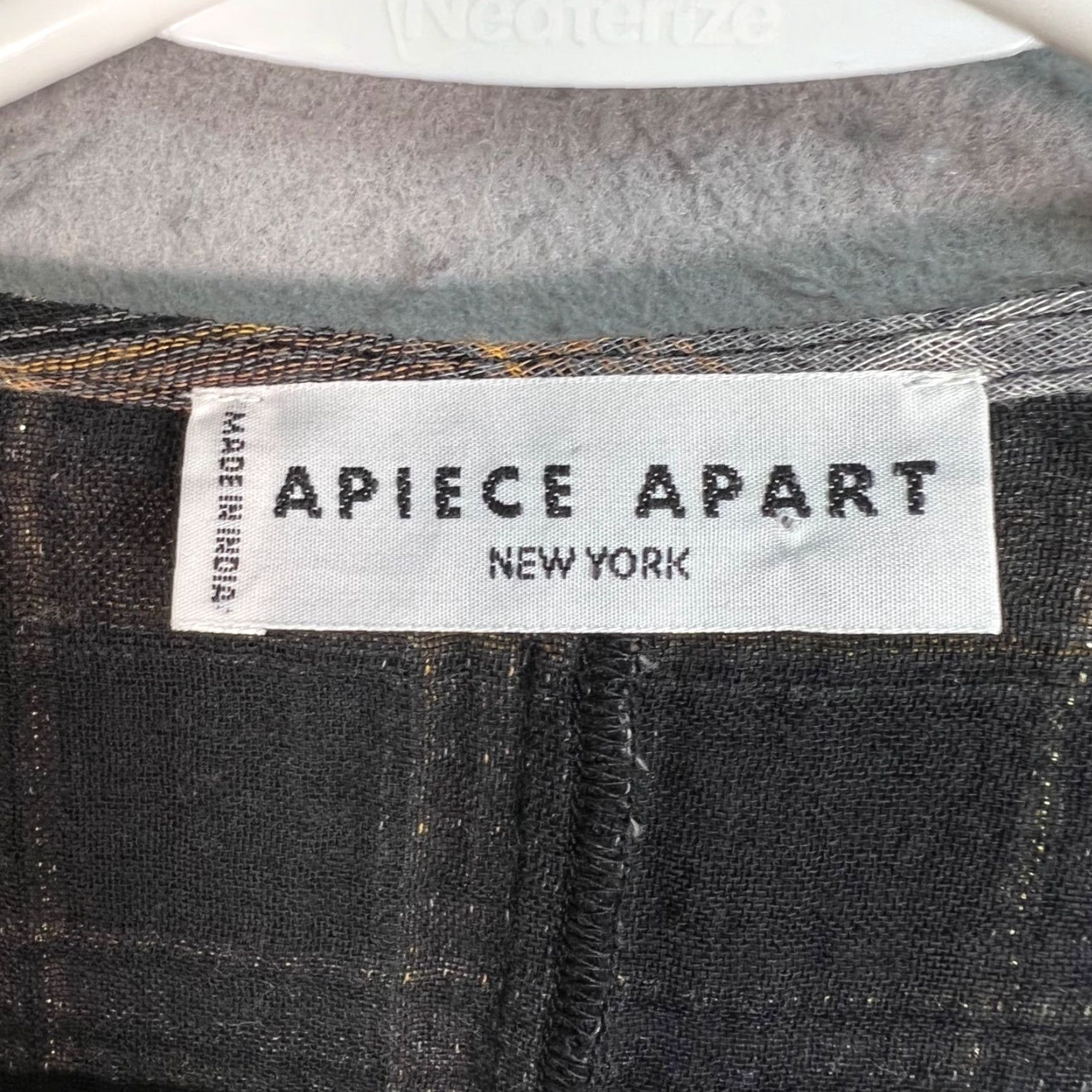 Apiece Apart Apiece Apart Womens Dress Midi Plaid Tie-Front Black/Beige Cotton Blend M Size M / US 6-8 / IT 42-44 - 3 Thumbnail
