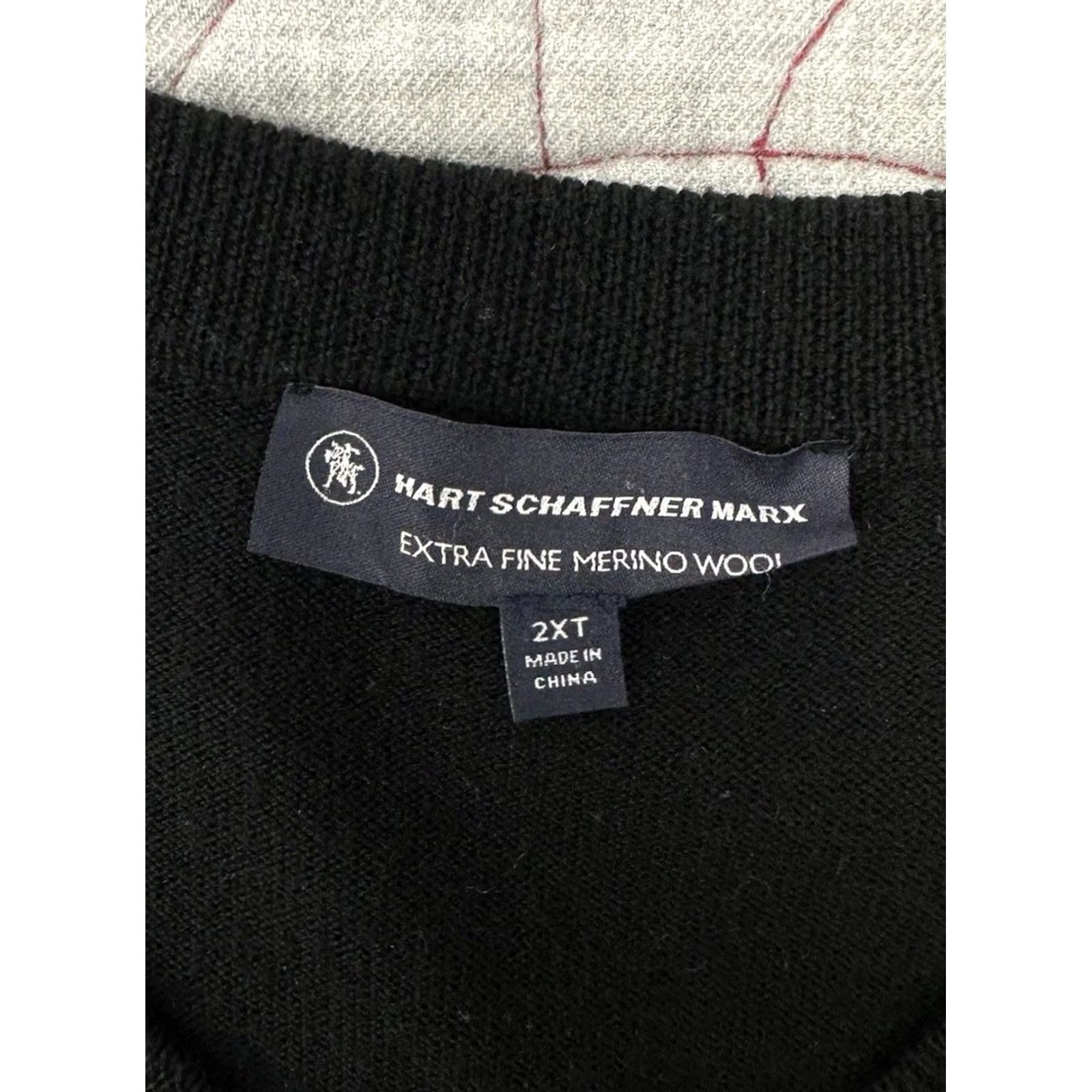 Hart Schaffner Marx Hart Schaffner Marx Merino Wool Vest 2XLT Black Mens V-Neck Sleeveless Breathing Lightweight Big & Tall Shop Golf Business Casual Vest Size US XXL / EU 58 / 5 - 2 Thumbnail