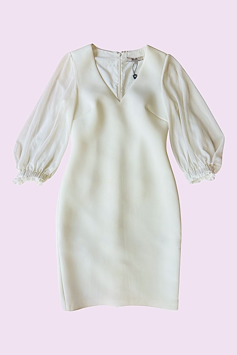 Badgley Mischka Badgley Mischka Women's 3/4 Sleeve Cocktail Dress In Ivory. Size M / US 6-8 / IT 42-44 - 3 Thumbnail