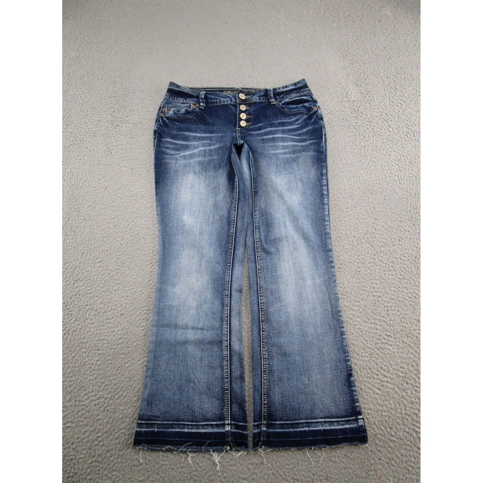 Vintage Maurices Button Fly Bootcut Blue Stretch Denim Jeans Womens Size 5/6 X Short - Used Condition - eBay Size 28" / US 6 / IT 42 - 2 Thumbnail