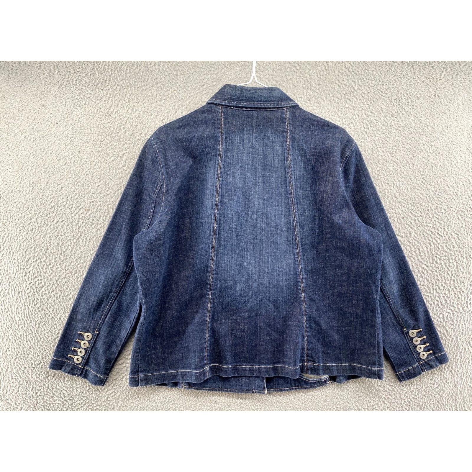 Liz Claiborne Liz Claiborne Denim Jacket Womens Size 1P Petite Dark Wash Button Up Jean Denim Casual Size 25" / US 0 / IT 36 - 7 Thumbnail