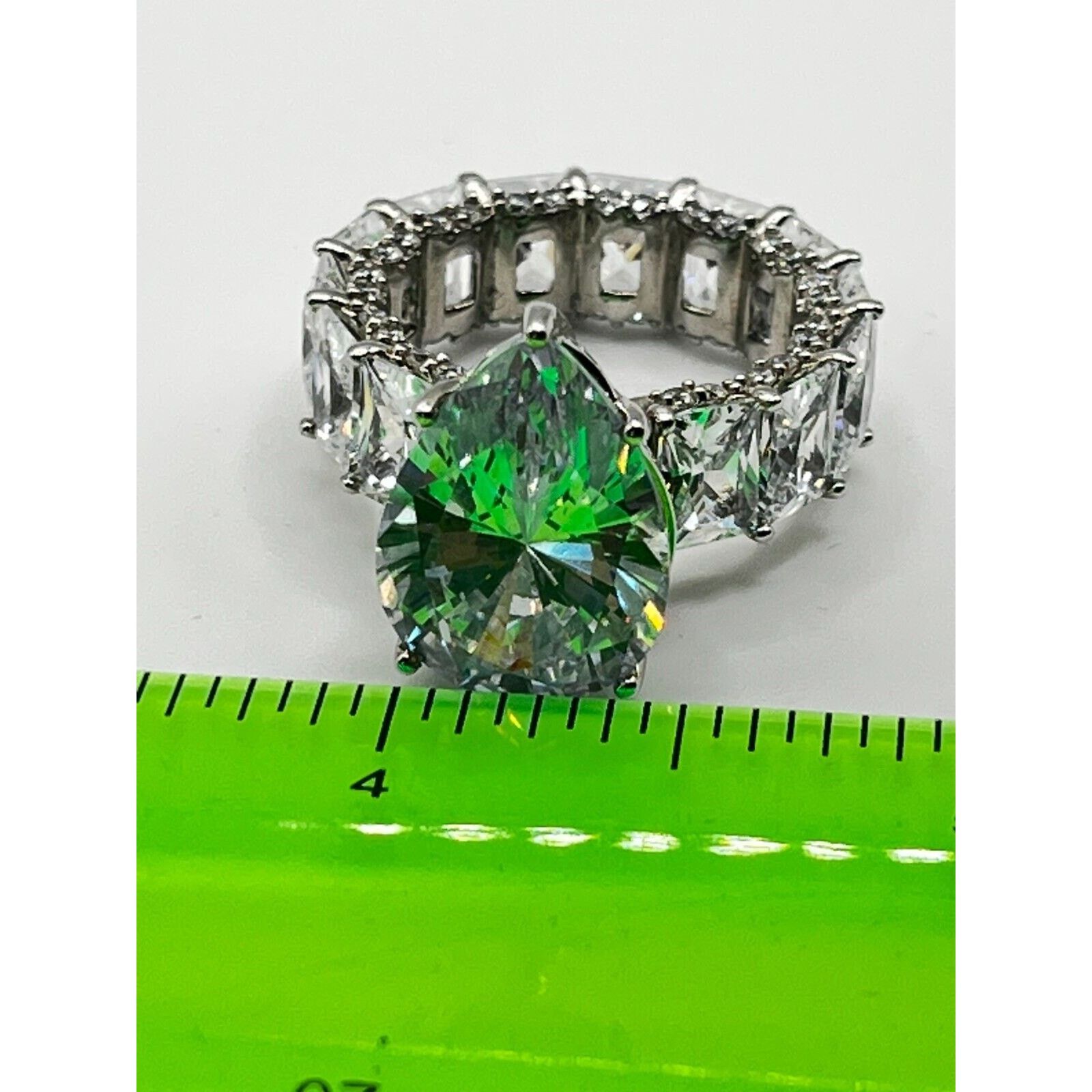 The Unbranded Brand Princess Cut Quartz Diamond Baguette Silver Ring Size 15G Size ONE SIZE - 8 Thumbnail