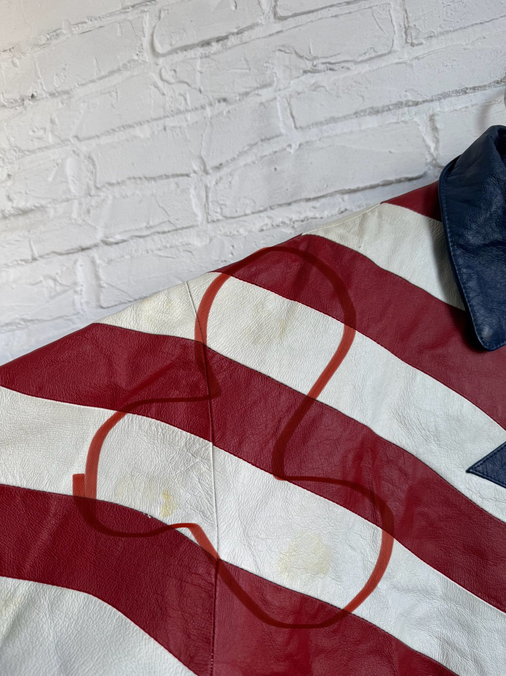 Genuine Leather Vintage 90s Italian Leather Bomber Jacket Eagle USA FLAG Size US L / EU 52-54 / 3 - 10 Thumbnail