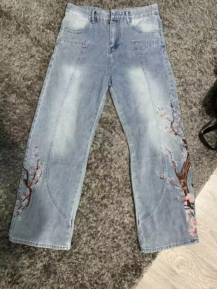 Japanese Brand Vintage Cherry Blossom Black Knight Embroidered Jeans Size 27" / US 4 / IT 40 - 3 Thumbnail