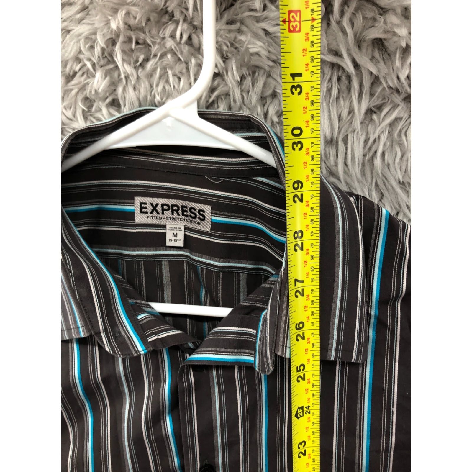 Express Express Shirt M Mens Black Striped Long Sleeve Spread Collar Shirt Size US M / EU 48-50 / 2 - 5 Thumbnail
