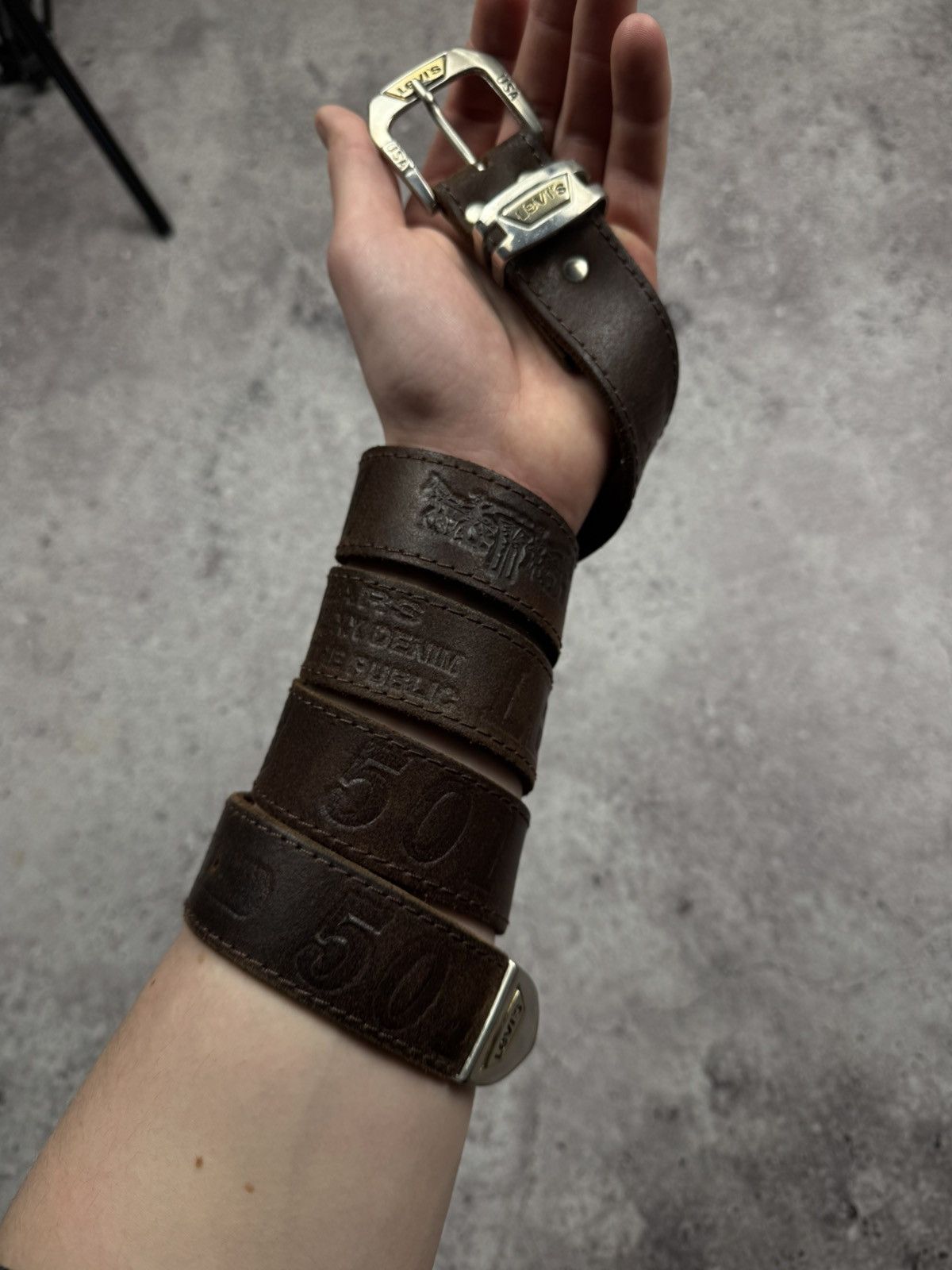 Levi's Vintage Clothing Vintage 90s Levi’s 501 Brown Leather Y2K Belt Cowboy Western Size ONE SIZE - 3 Thumbnail