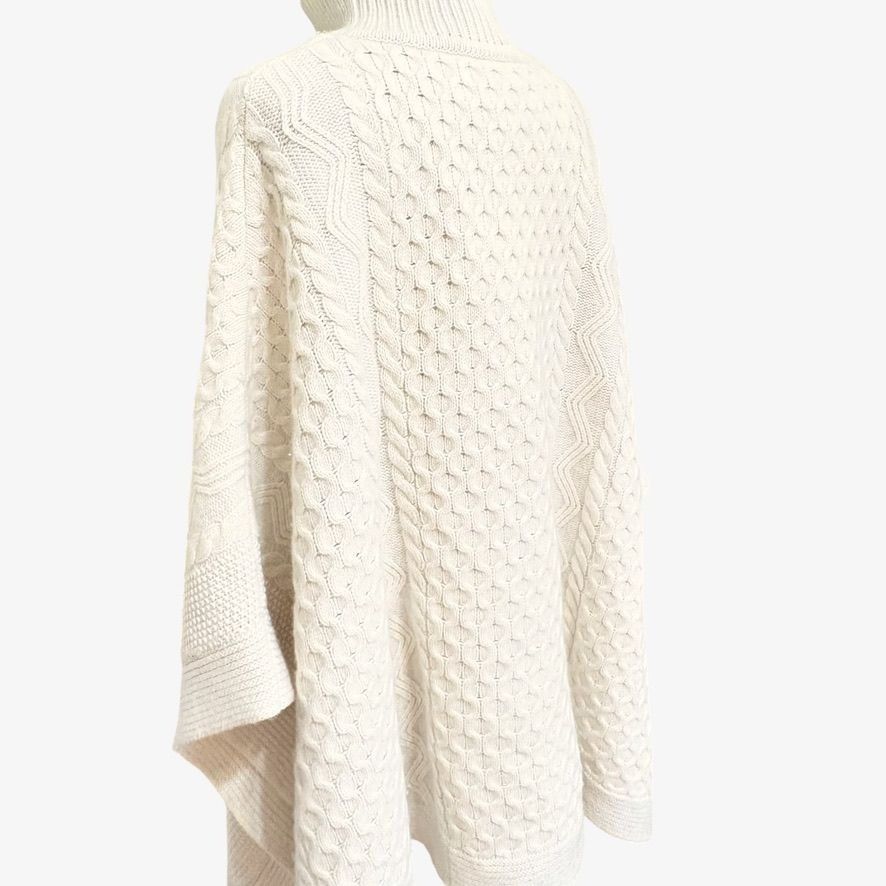 Brooks Brothers Brooks Brothers Wool Cashmere Sweater Poncho M Cream Cablekn Size M / US 6-8 / IT 42-44 - 6 Thumbnail