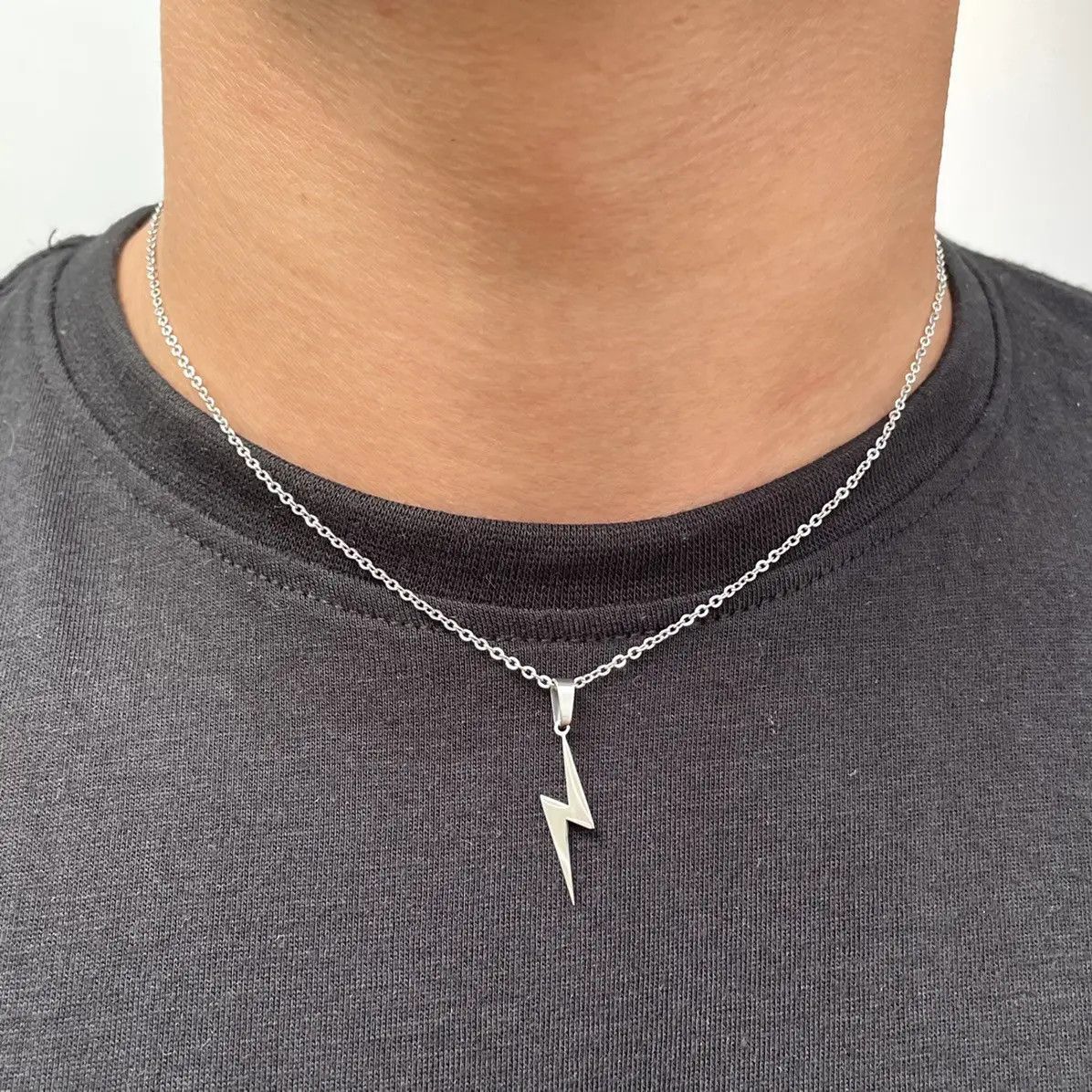 Jewelry Silver color 2 necklaces palm and lightning Size ONE SIZE - 3 Thumbnail