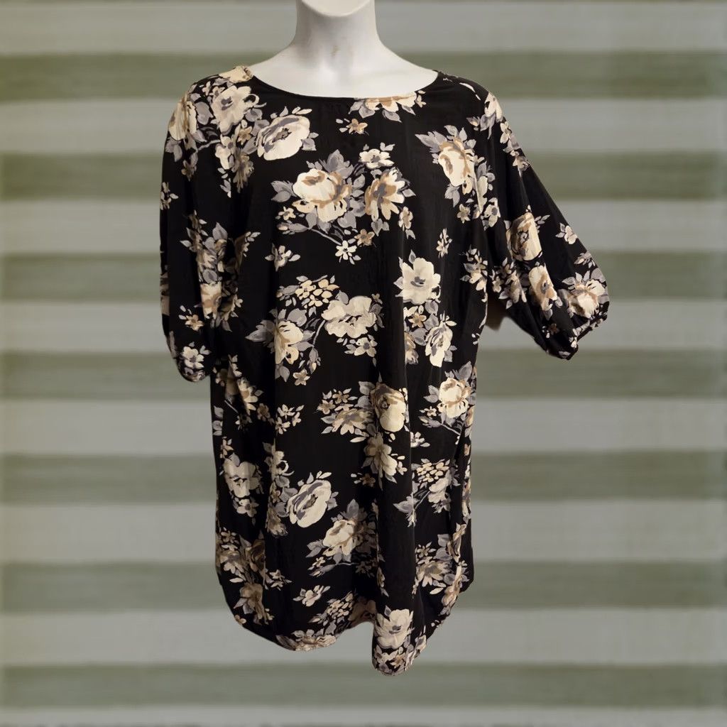 Old Navy Old Navy Gray Floral Print Mini Shift Dress 3X Plus Size XXL / US 16-18 / IT 52-54 - 1 Thumbnail