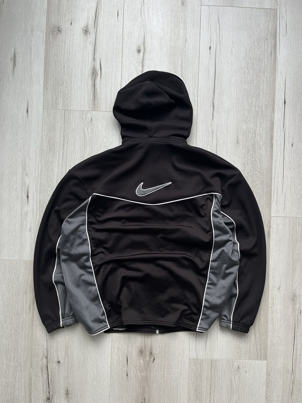 Nike × Vintage NIKE Vintage 90s Big Swoosh Y2K Track Zip Jacket Hoodie USA Size US XL / EU 56 / 4 - 2 Thumbnail