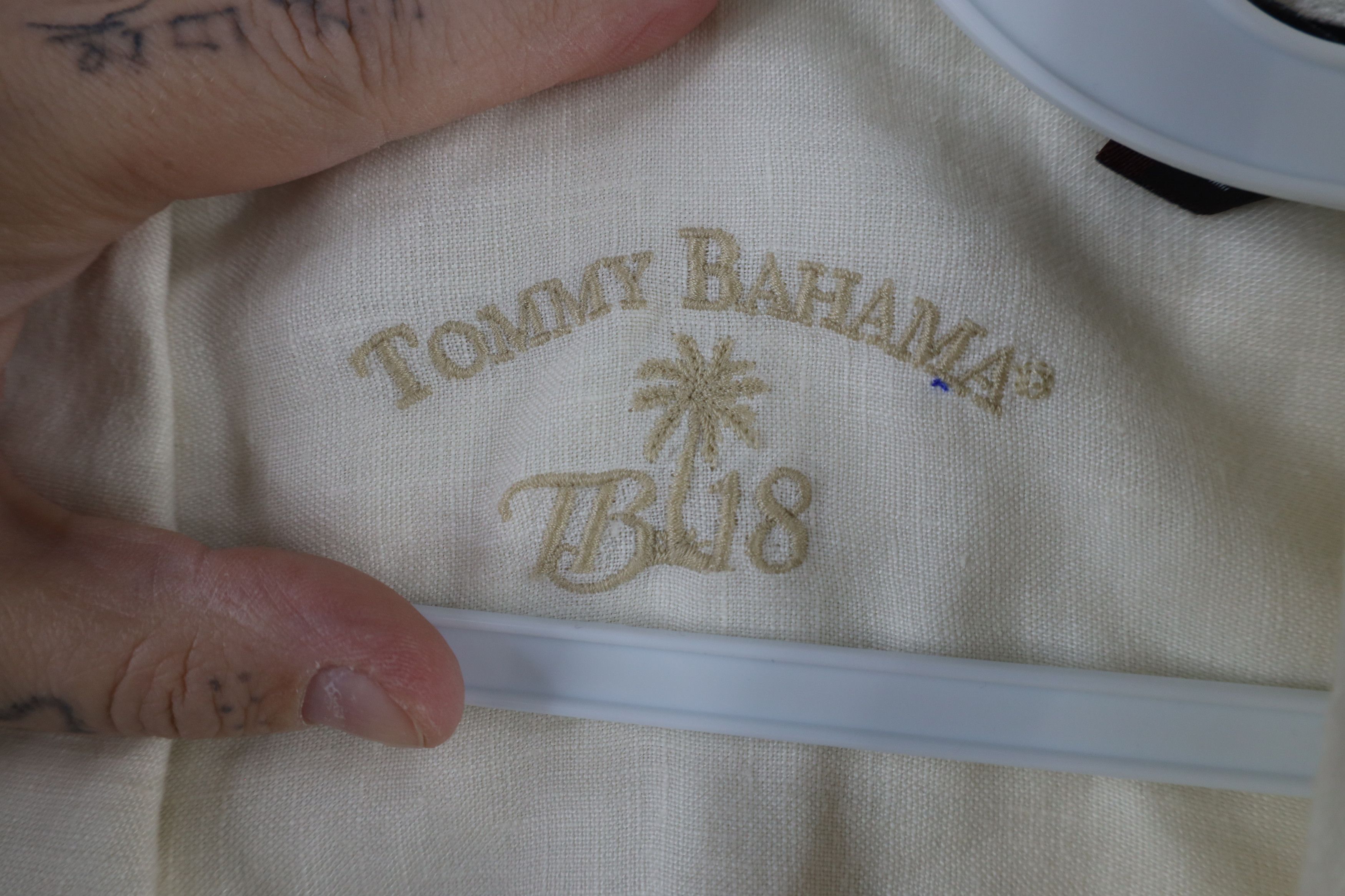 Tommy Bahama × Vintage Tommy Bahama Tree Golf Linen Short Sleeve Button Shirt Cream Size US XXL / EU 58 / 5 - 5 Thumbnail