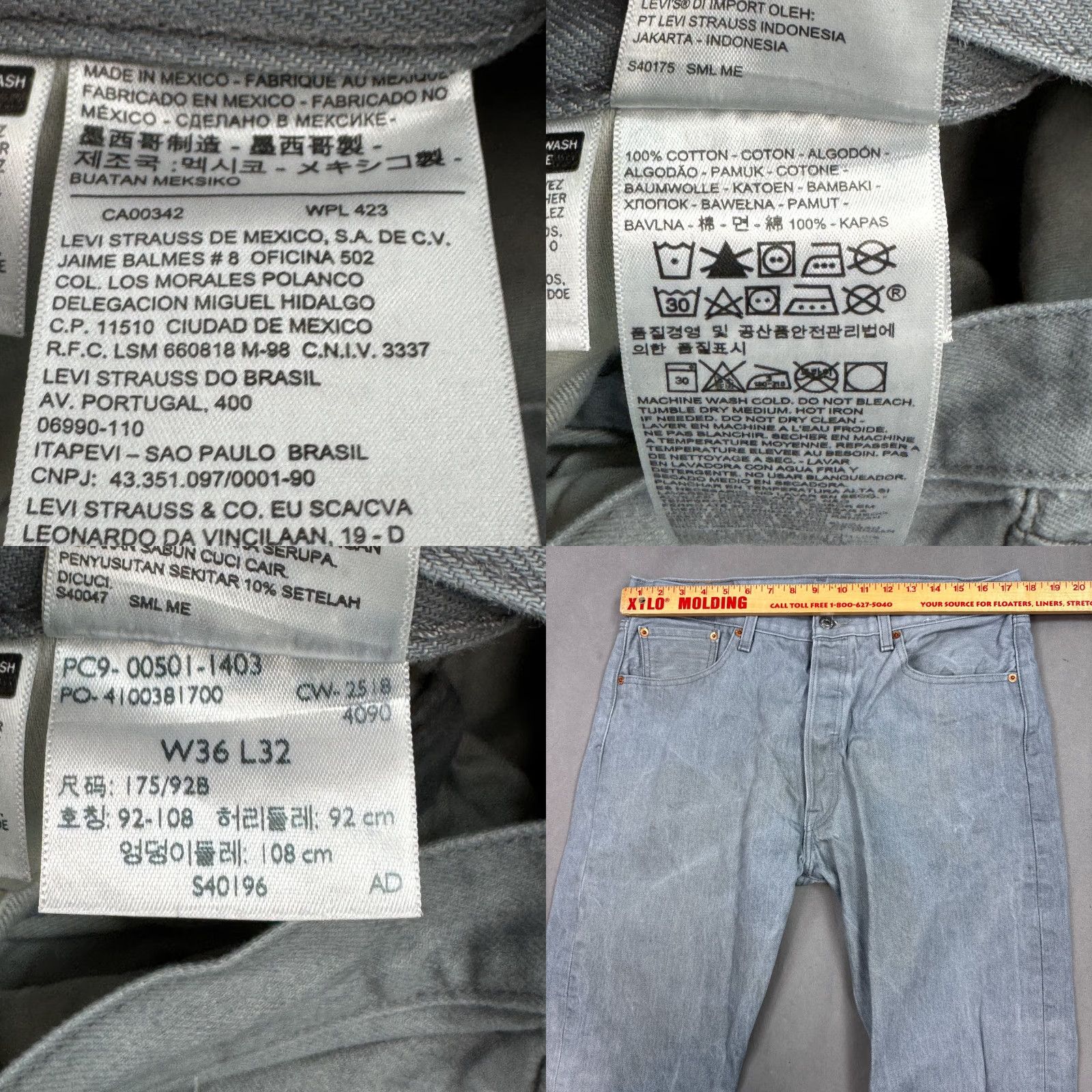Levi's Levi's 501 Jeans Men 36x30 Gray Button Fly Pant Distressed Workwear Vintage No Size US 36 / EU 52 - 9 Thumbnail