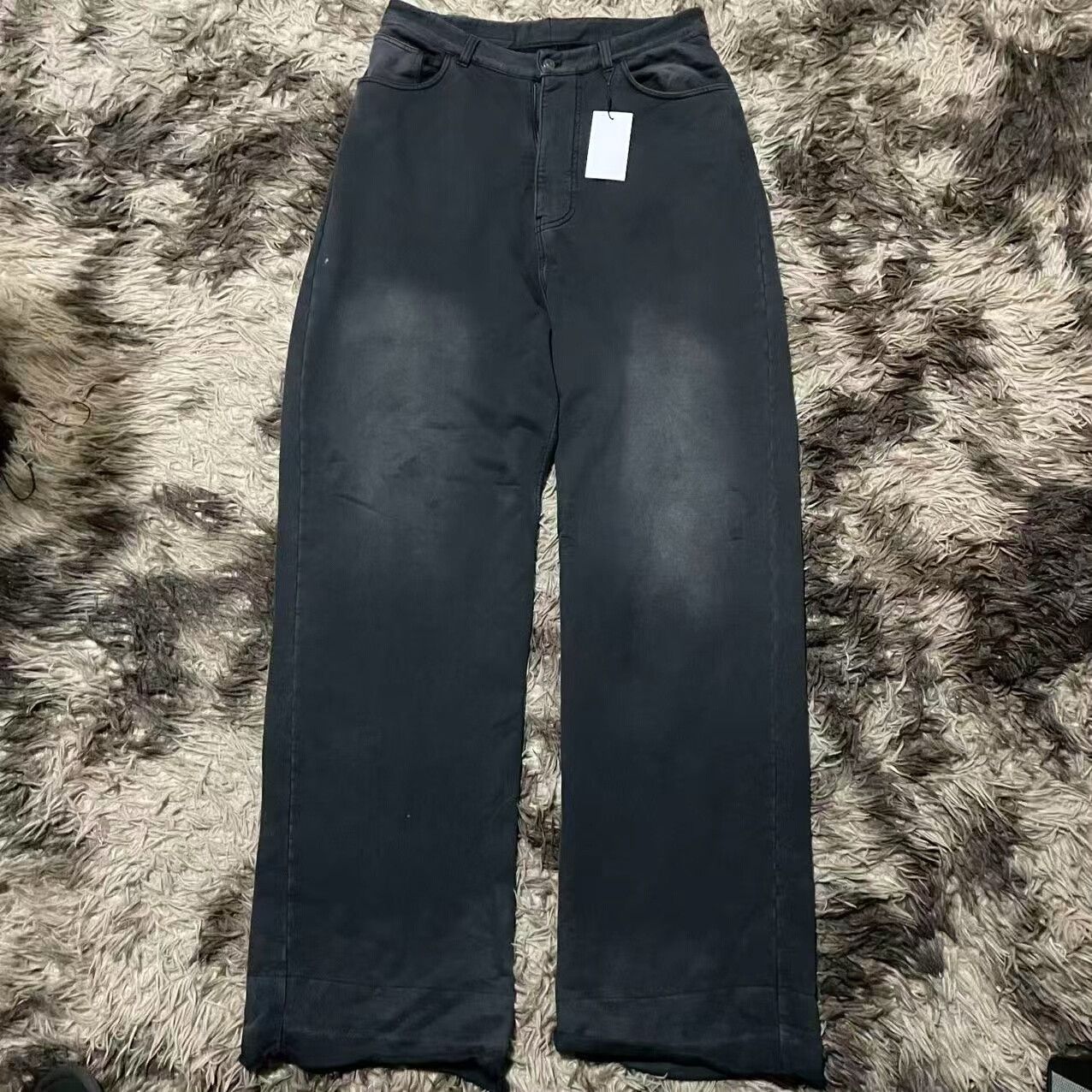 Balenciaga black gray wide-leg denim pants