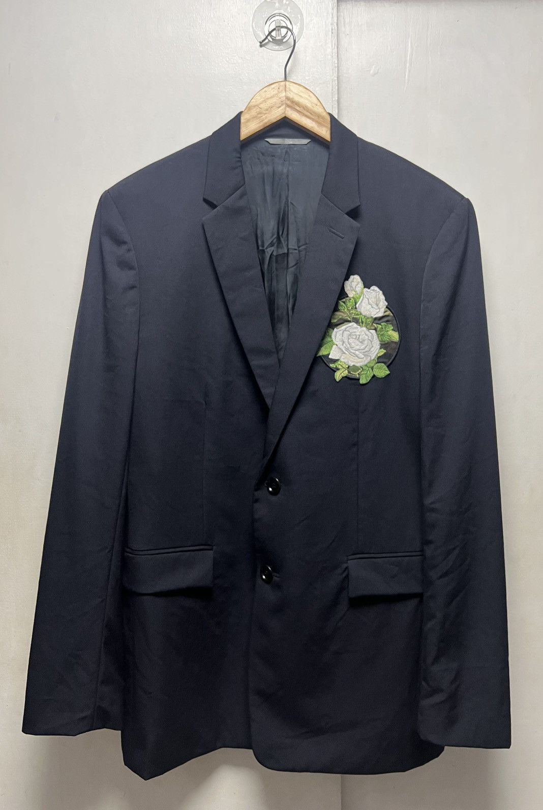 Dior Dior Homme - S/S16 Floral Embroidered Rose Patch Wool Blazer Size 50S - 17 Thumbnail