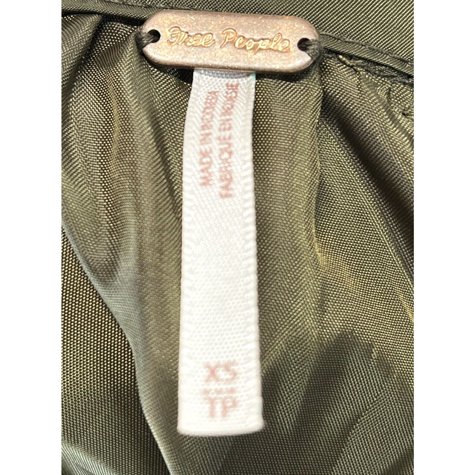 Free People VINTAGE Free People Midnight Satin Bomber Jacket XS Olive Green Crop Womens Short Zip Satin Bomber Jacket Size XS / US 0-2 / IT 36-38 - 6 Thumbnail