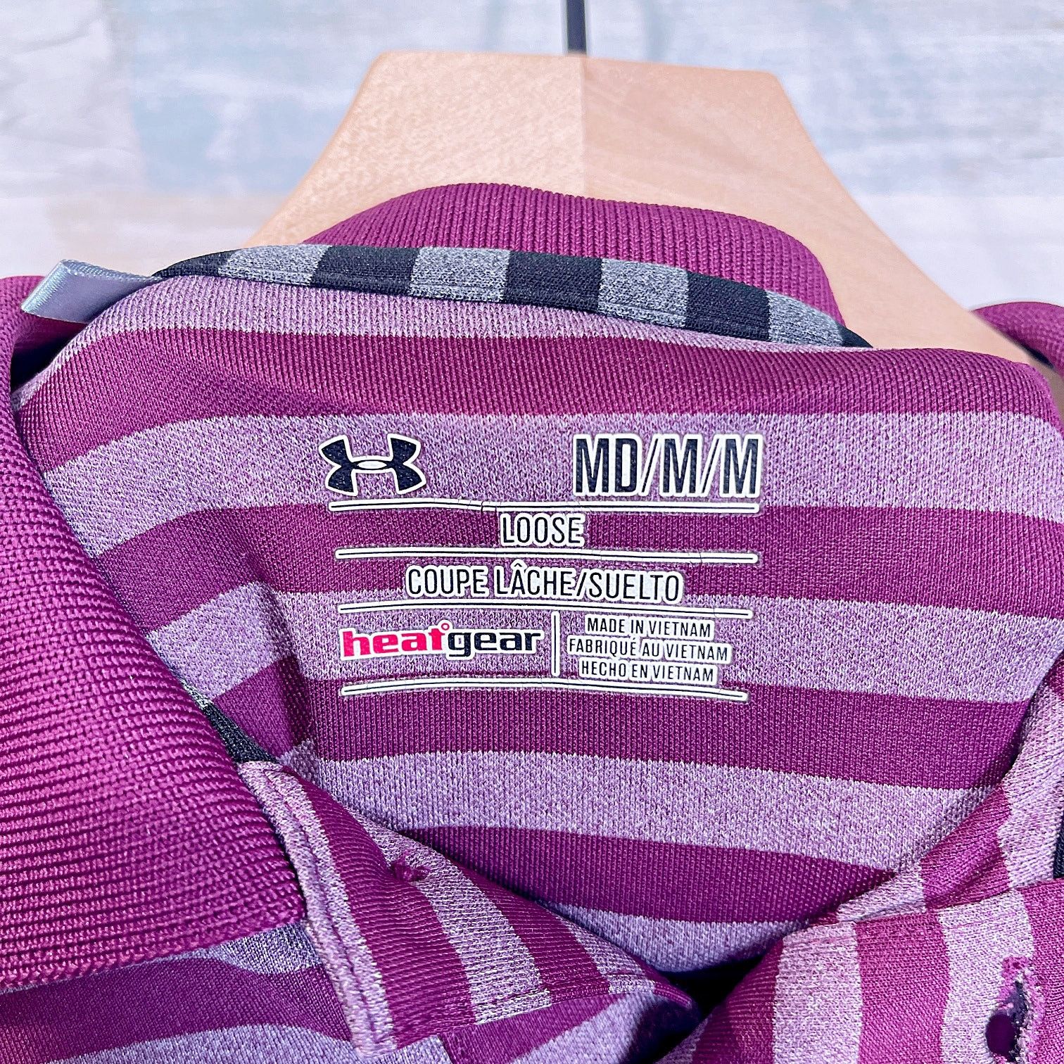 Under Armour Under Armour Striped Tech Polo Shirt Purple Mens Medium Size US M / EU 48-50 / 2 - 5 Thumbnail