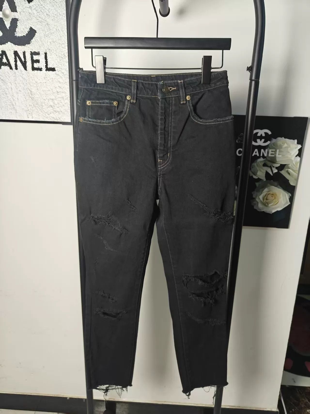 Saint Laurent Paris Saint Laurent Destroyed Denim Jeans Size US 30 / EU 46 - 1 Thumbnail