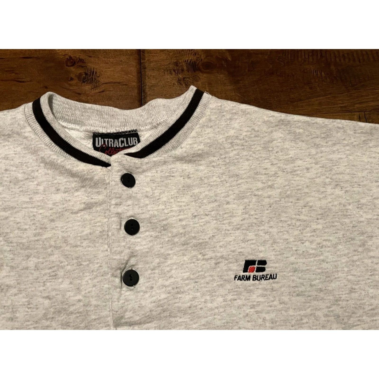Vintage VINTAGE Farm Bureau Financial Henley Gray Pullover Sweatshirt Adult XL Gray Henley Front Logo Pullover Mens Size US XL / EU 56 / 4 - 2 Thumbnail