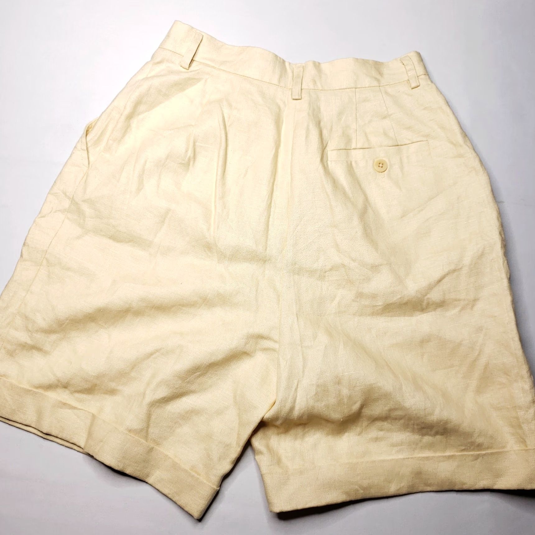 Vintage VINTAGE Classiques Entier Dressy Shorts Women Yellow 100% Linen Size 10 Inseam 7" Pleated Pockets High Rise N/A Regular Size 32" / US 10 / IT 46 - 3 Thumbnail