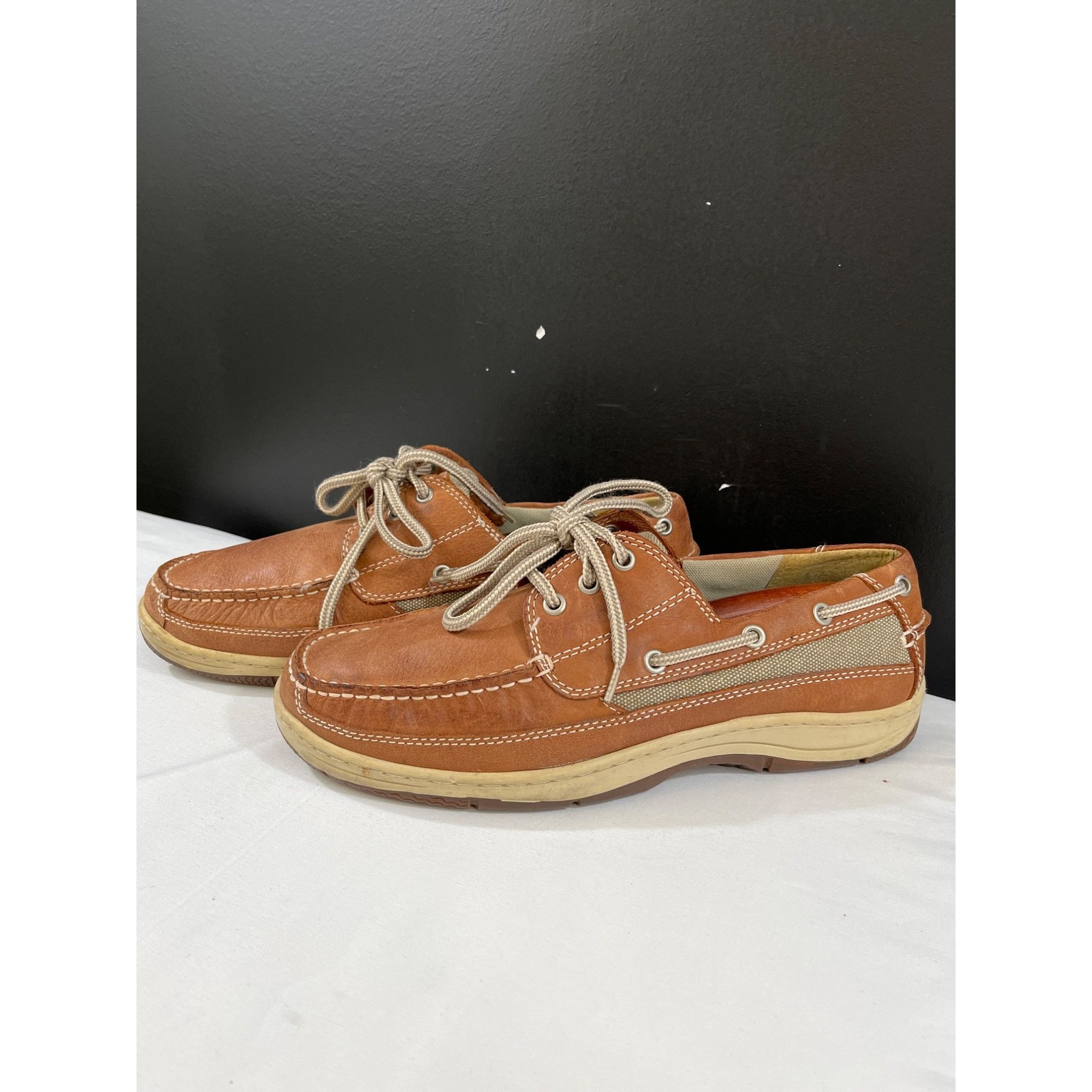 Chaps Chaps Men's Tan Leather Boat Shoes/Lace Up Size 10.5M SKU 59 Size US 10.5 / EU 43-44 - 5 Thumbnail