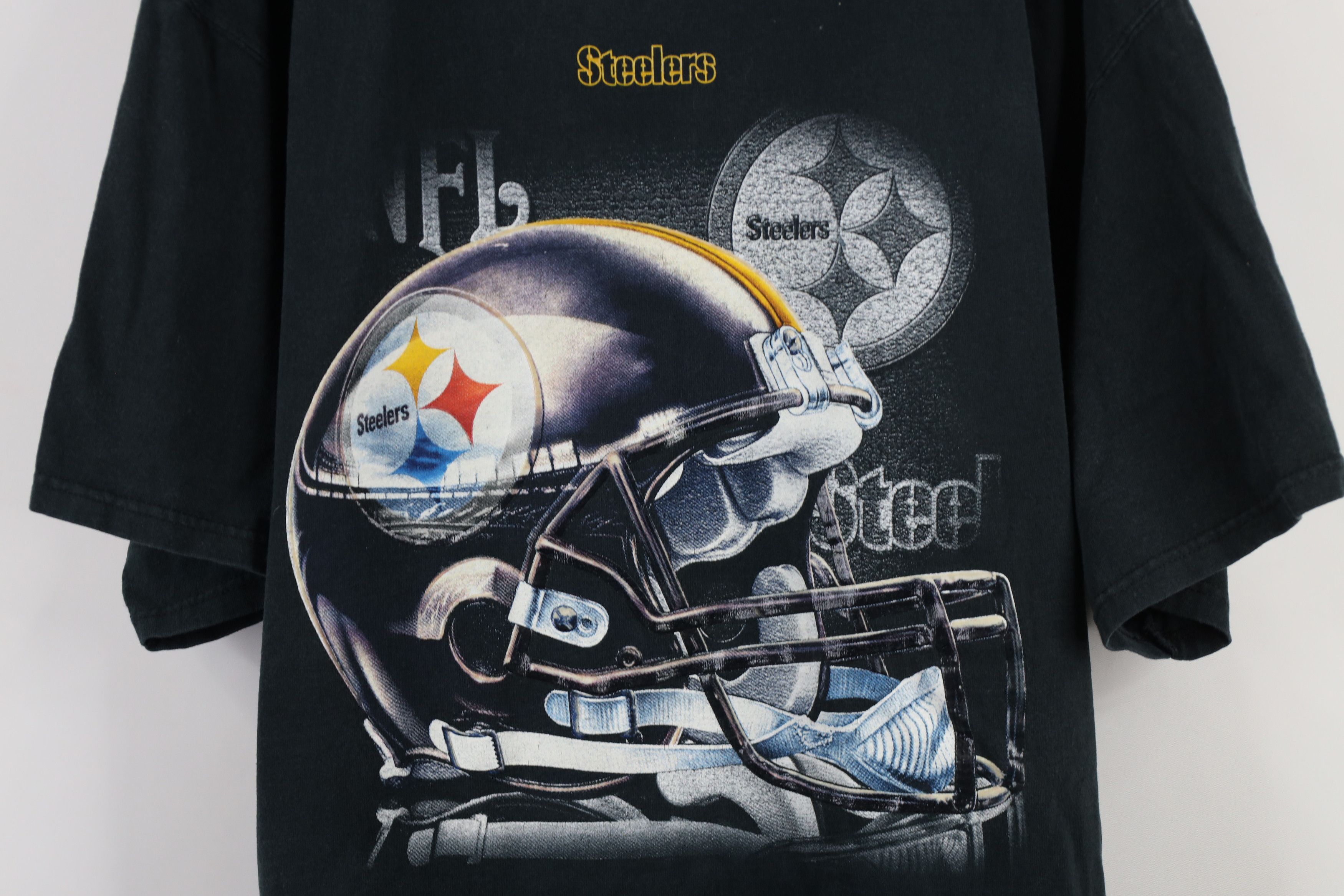 Vintage Vintage Y2K NFL Pittsburgh Football Helmet T-Shirt Black Size US XXL / EU 58 / 5 - 4 Thumbnail