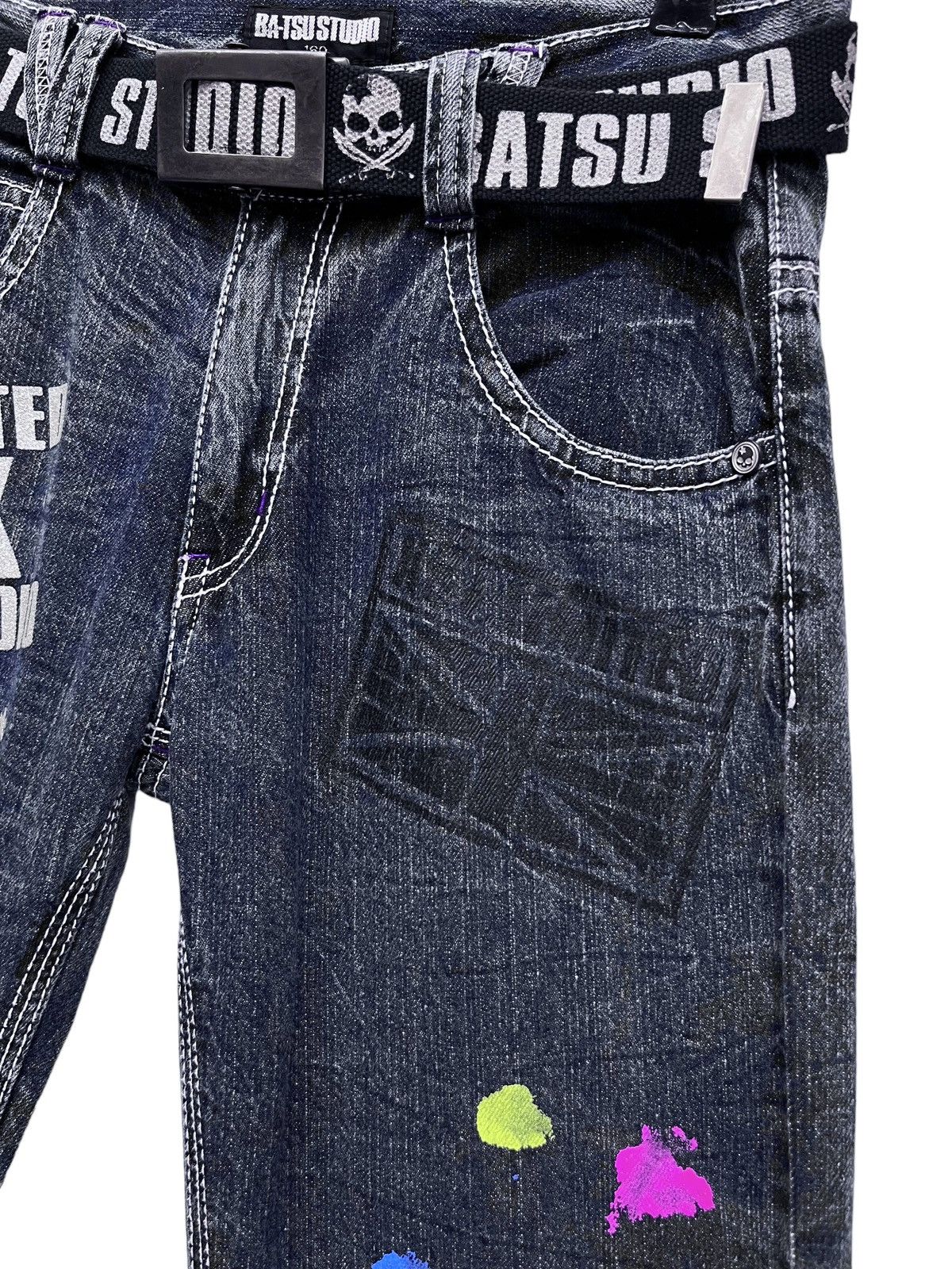 Rockstar Games 💀Vtg BATSU STUDIO Rock Star Multicolor Splash Painted Jeans Size US 29 - 4 Thumbnail