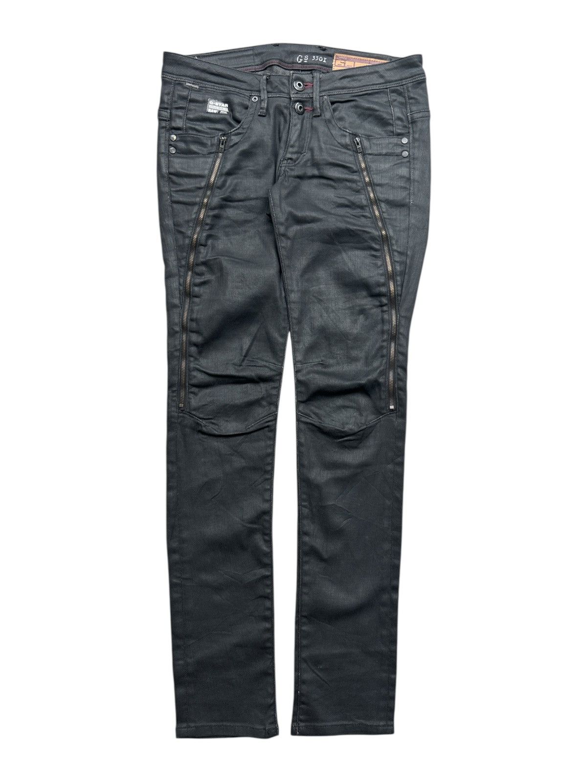 Waxed Biker Skinny Denim Jeans