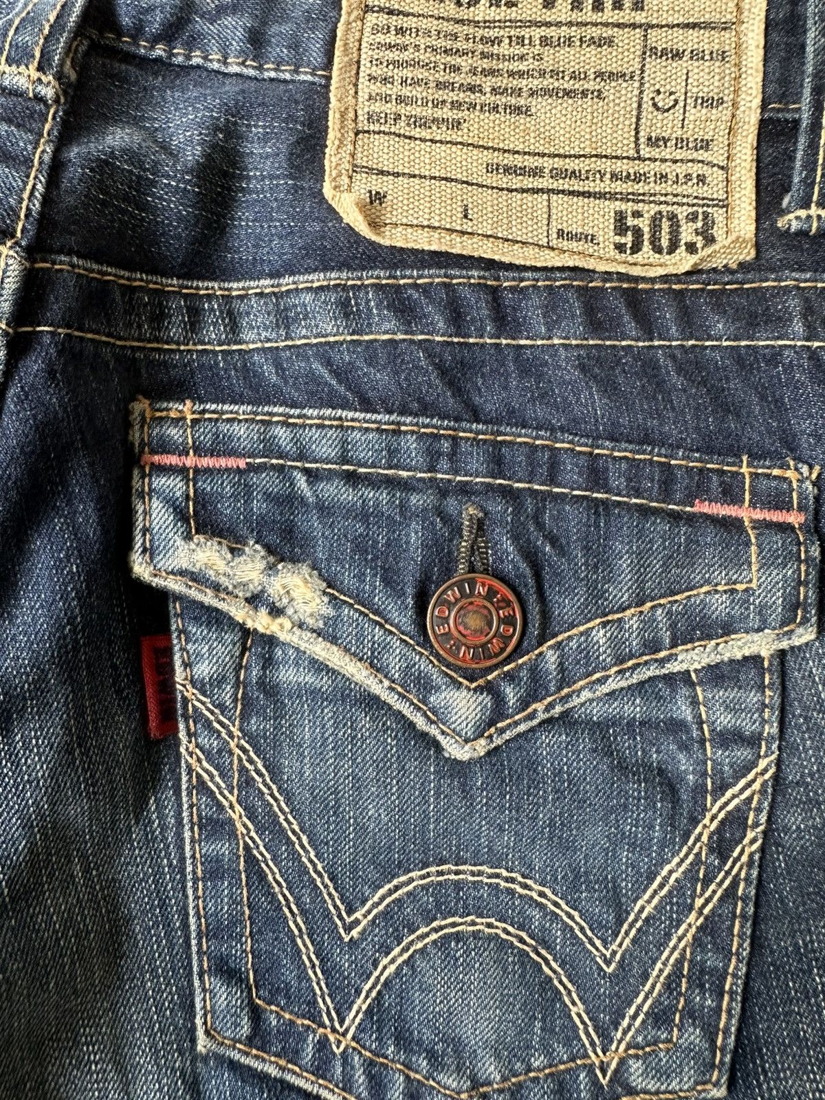 Tornado Mart FLARE Edwin 503 Claw Marks Design Denim Size US 30 / EU 46 - 15 Thumbnail