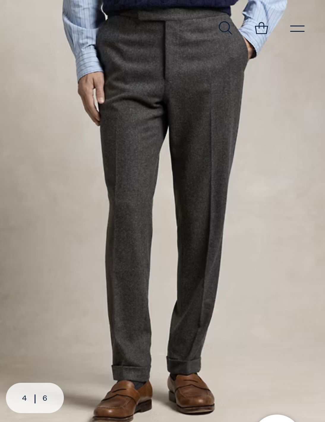 Polo Ralph Lauren Flat Front Wool Flannel Trouser Size US 38 / EU 54 - 2 Thumbnail