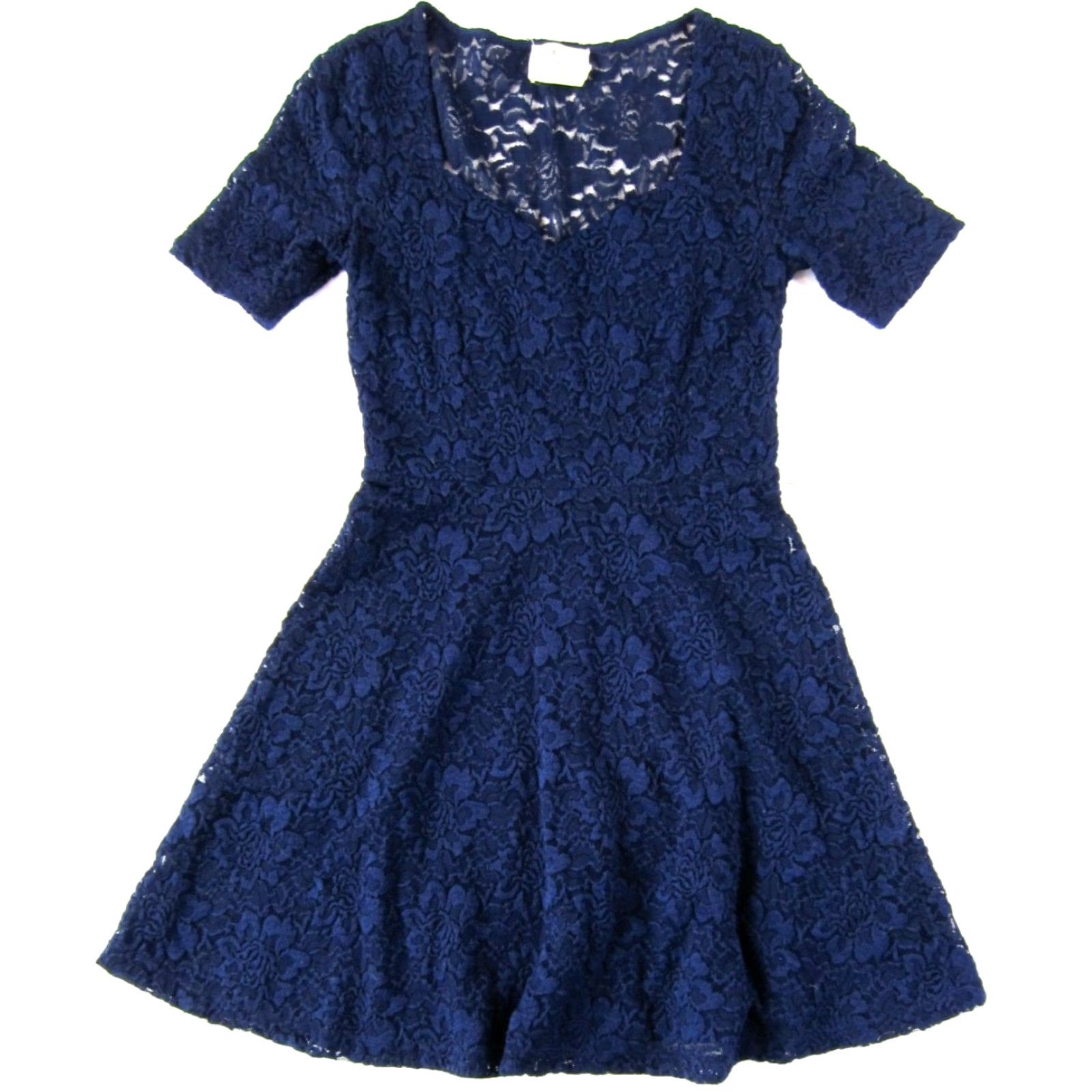 Needles Pins And Needles Urban Outfitters Blue Stretch Lace Short Sleeve Sheath Dress S Size 28" / US 6 / IT 42 - 2 Thumbnail