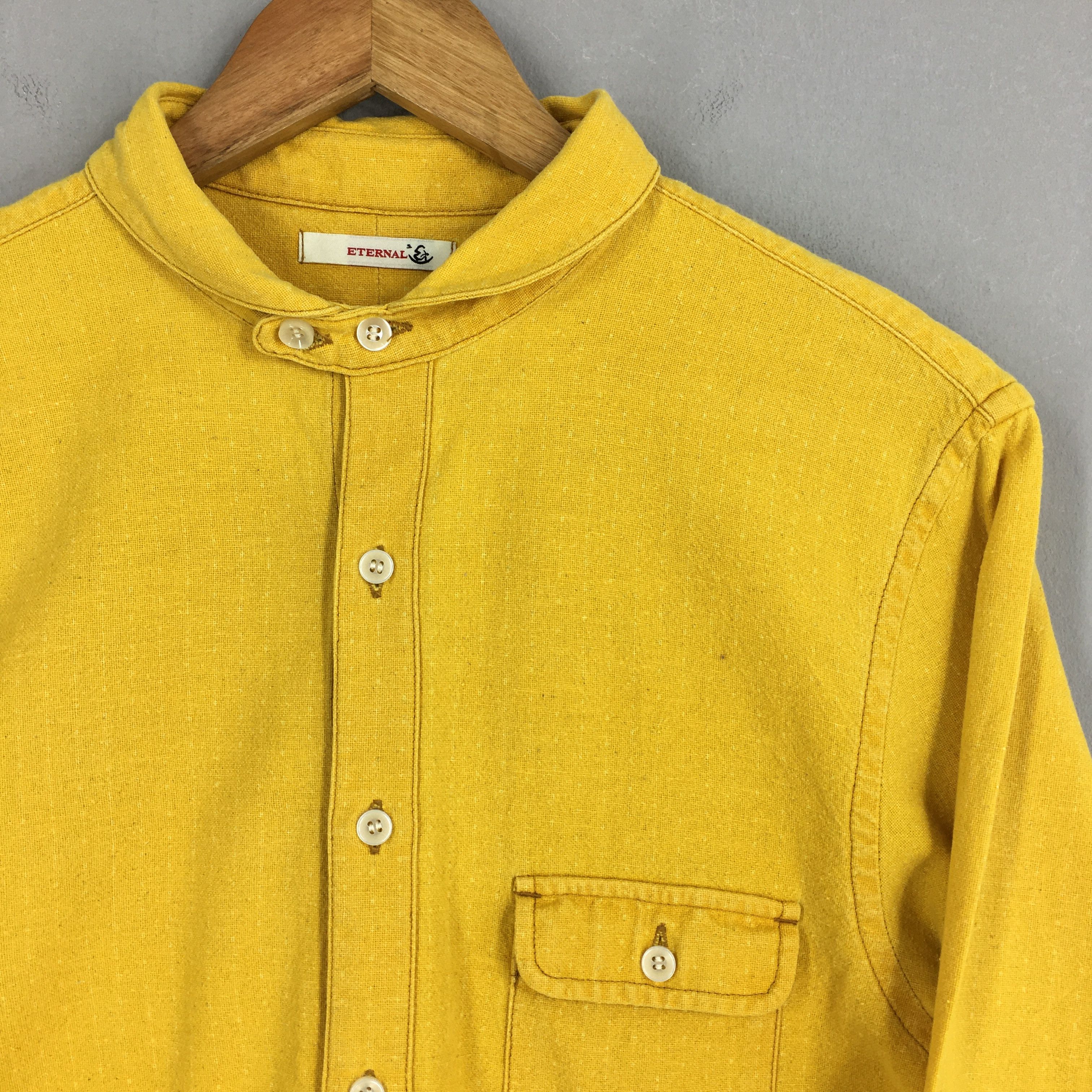Eternal × Japanese Brand × Vintage Eternal Plain Flannel Yellow Shawl Collar Shirt Large Size US L / EU 52-54 / 3 - 2 Thumbnail