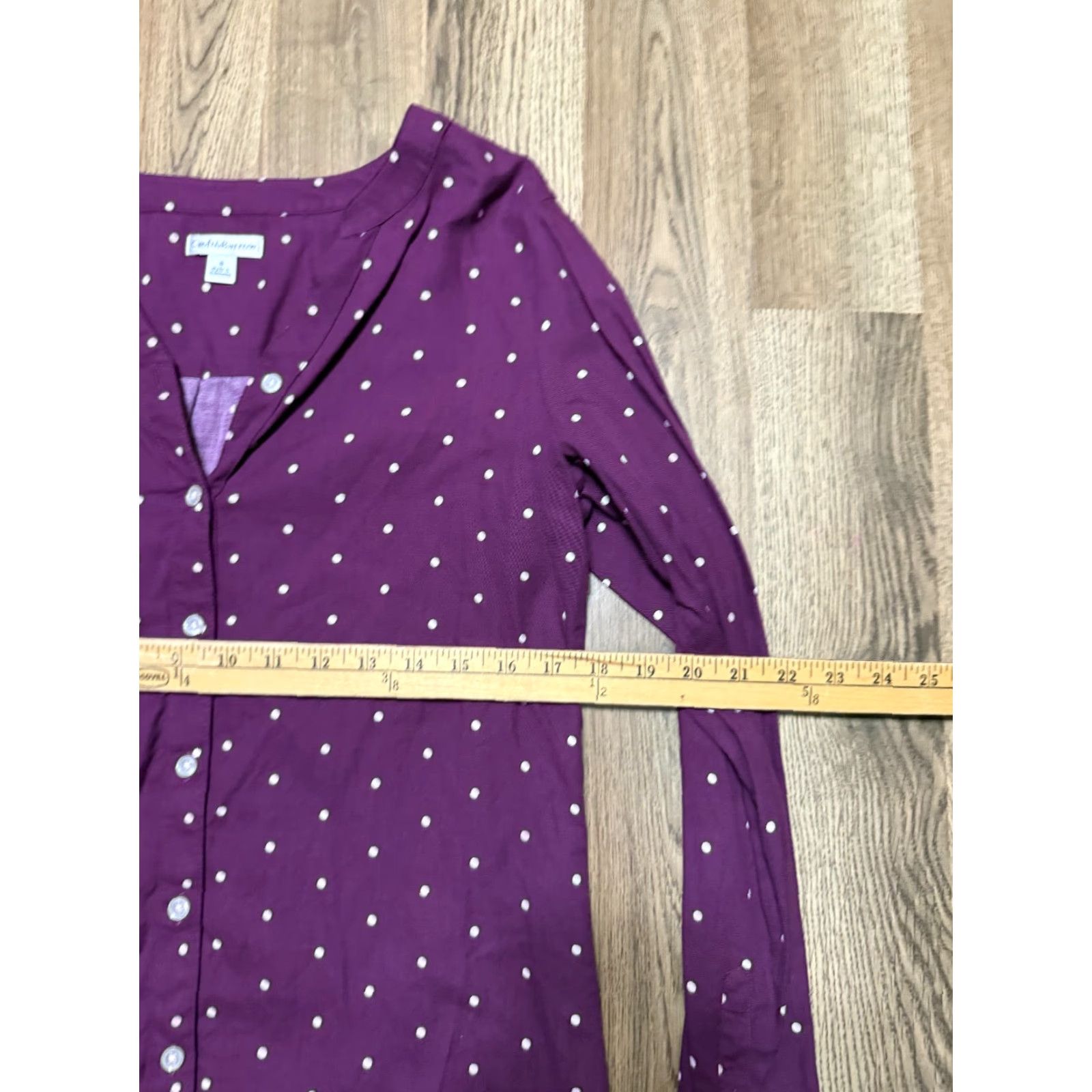 Croft & Barrow Croft & Barrow Shirt Women's Small Purple Polka Long Sleeve Button Up Size S / US 4 / IT 40 - 6 Thumbnail
