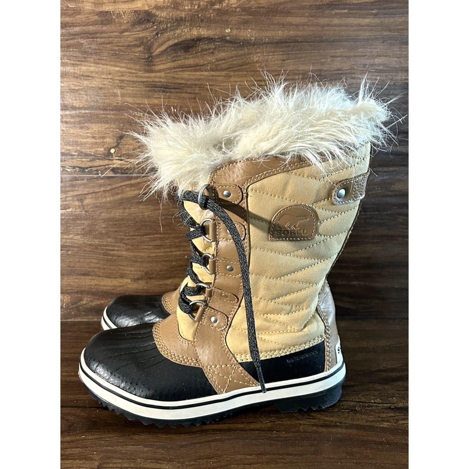 SOREL Sorel Tofino Snow Boot Women's Lace Up Waterproof Faux Fur Curry Fawn Beige 4 US Size US 4 / IT 34 - 2 Thumbnail