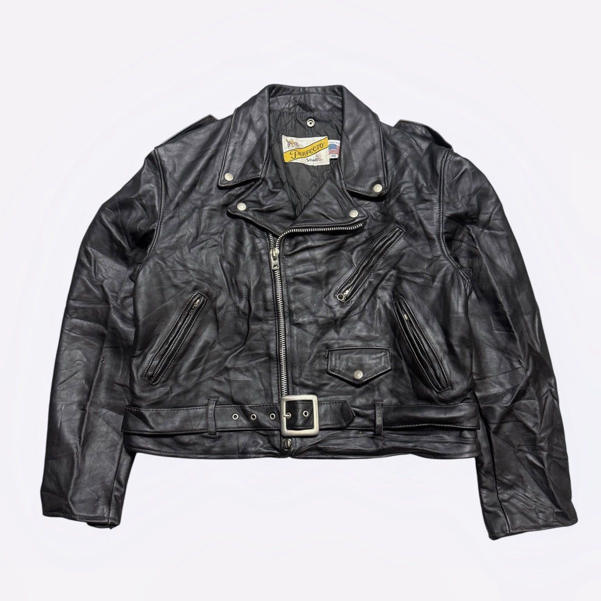 Schott Vintage Schott Perfecto Double Colar Leather Jacket Size US M / EU 48-50 / 2 - 2 Thumbnail