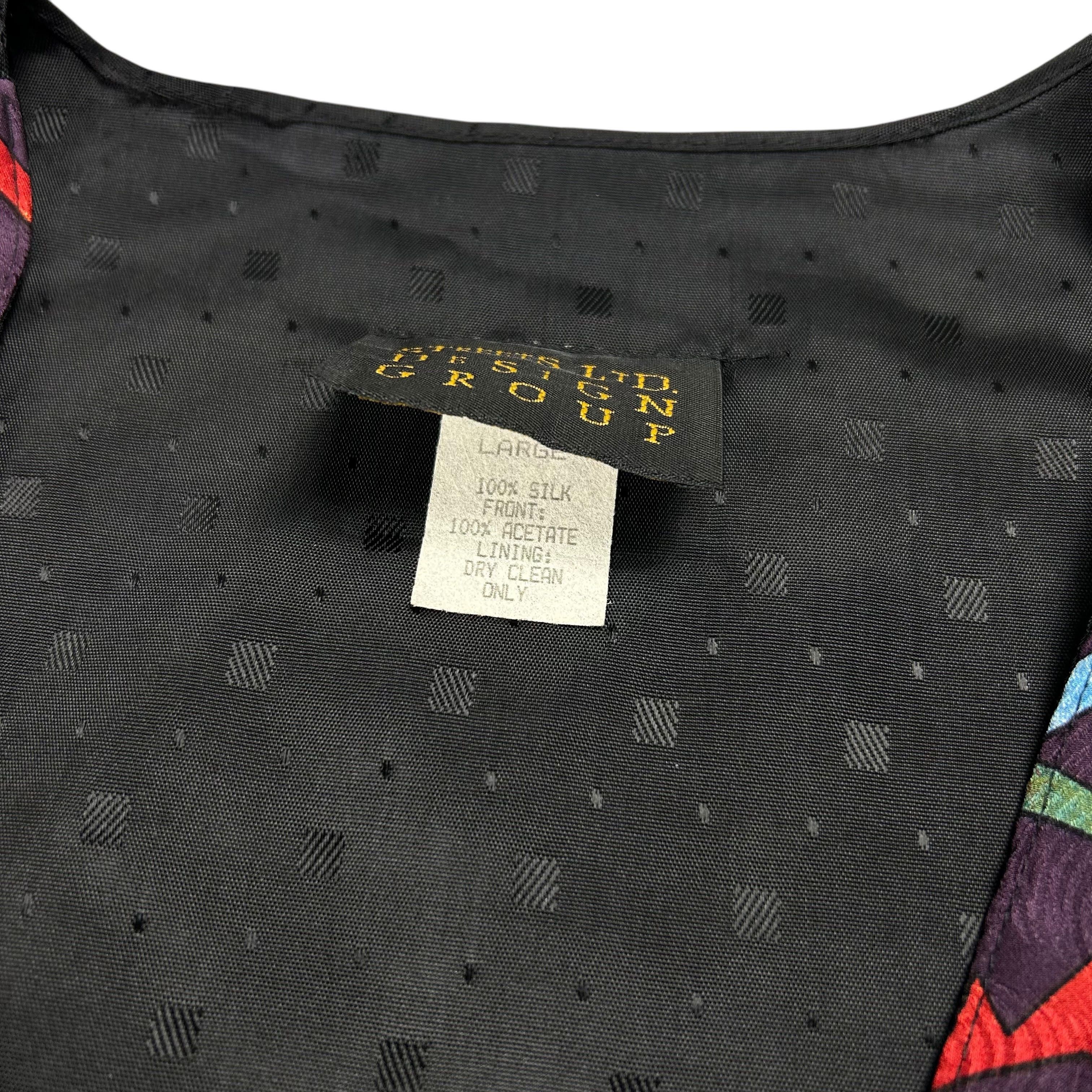 Vintage Streets LTD Vintage Silk Purple Patterned Waistcoat Vest L Size 44R - 4 Thumbnail