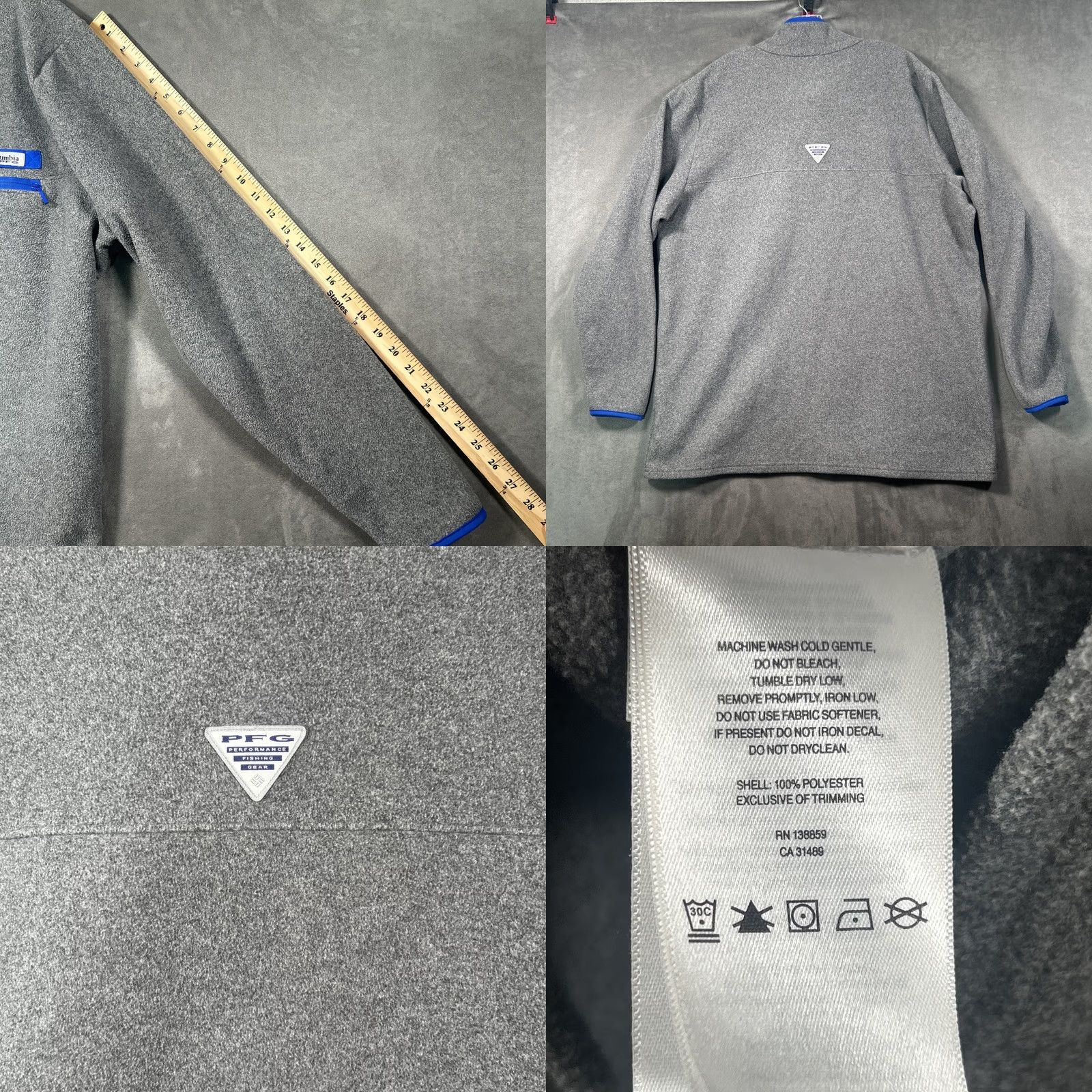 Vintage Columbia PFG Fleece Jacket Mens XXL Pullover Gray Half Snap Zip Pocket Size US XXL / EU 58 / 5 - 8 Thumbnail