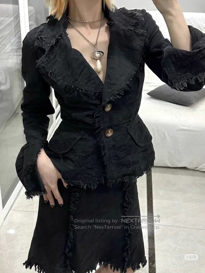 Vivienne Westwood Vivienne Westwood Fringed Denim Heart Collar Suit Size M / US 6-8 / IT 42-44 - 1 Thumbnail