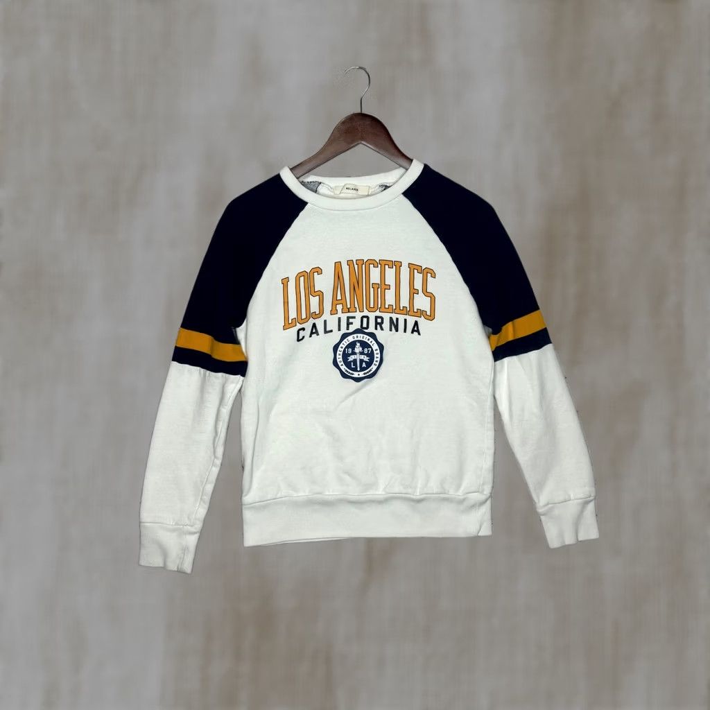 Aeropostale Aeropostale Sweatshirt Los Angeles California Graphic Crew Neck Raglan Striped Logo Relaxed XS White Navy Size US XS / EU 42 / 0 - 1 Thumbnail