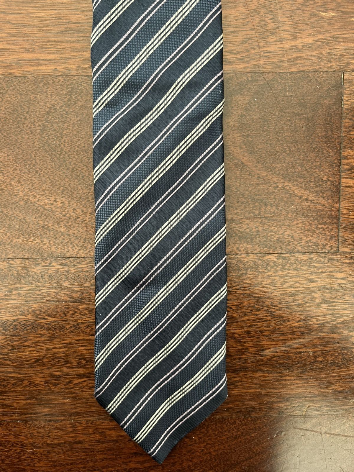 Bruno Magli Bruno Magli Blue Striped Silk Tie Size ONE SIZE - 1 Thumbnail