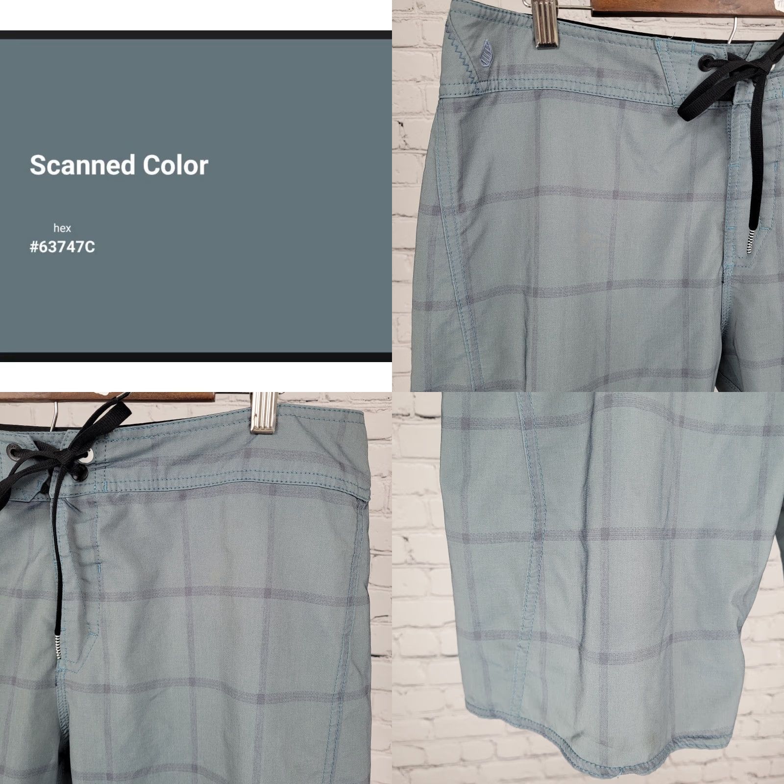 Volcom Volcom Blue Lightweight Stretch Back Pocket Board Shorts Swim Trunks 34x9 Mens Regular Windowpane Quick Dry Beach Surfing Size US 34 / EU 50 - 8 Thumbnail