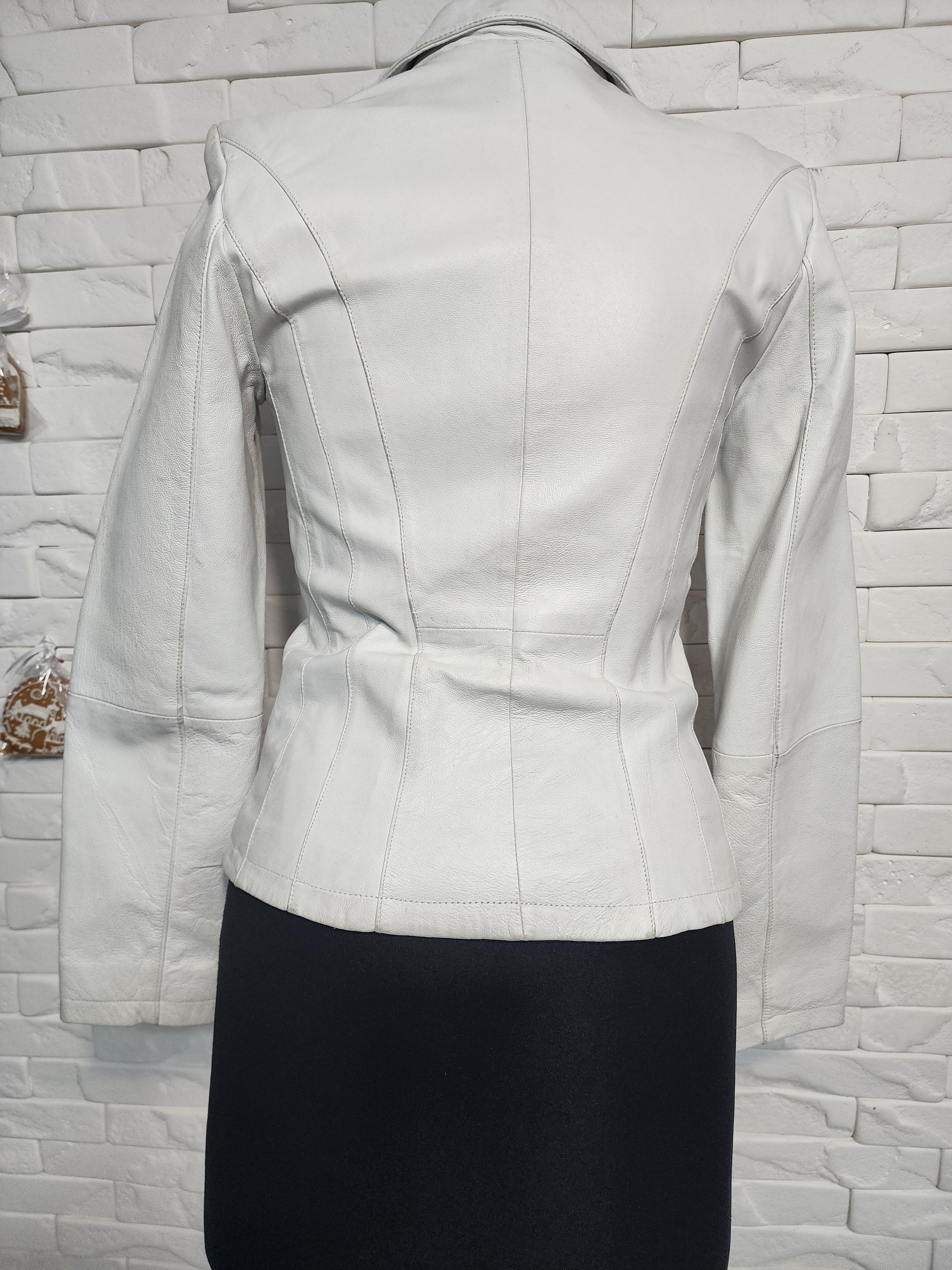 Other White Genuine Leather Jacket: Women's Button-Up Coat Size S / US 4 / IT 40 - 4 Thumbnail