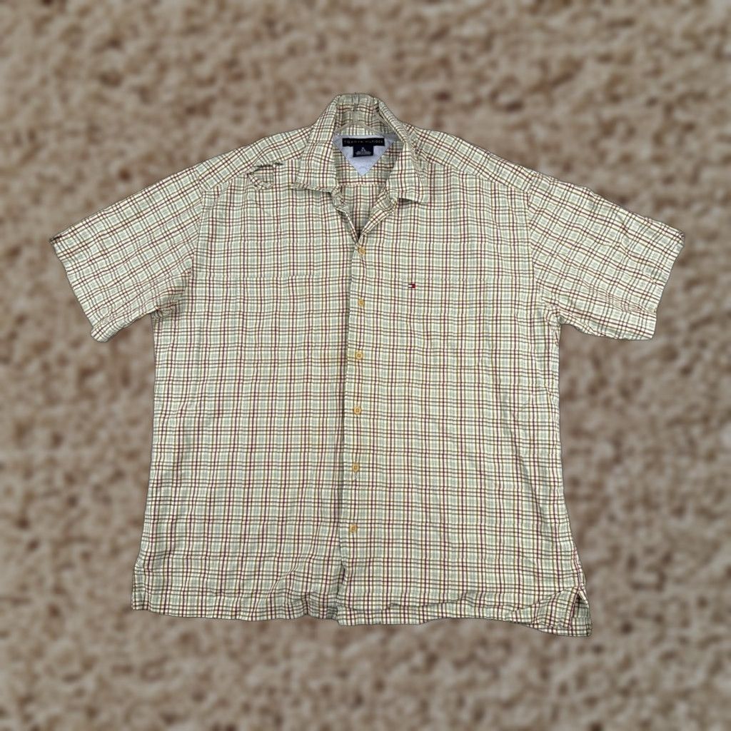 Tommy Hilfiger Tommy Hilfiger Shirt Adult XL Green Plaid Button-Up Cotton Casual Mens Hawaiian Vacation Resort Size US XL / EU 56 / 4 - 1 Thumbnail