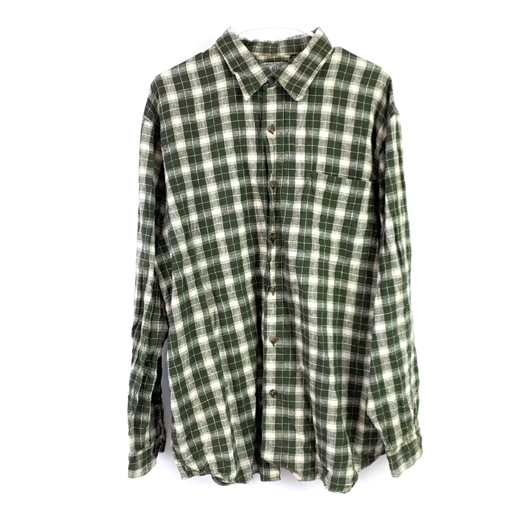 Vintage Vtg 90s OTB On The Brink Green Plaid Linen Blend Long Sleeve Shirt Mens XL Shirt Size US XL / EU 56 / 4 - 2 Thumbnail