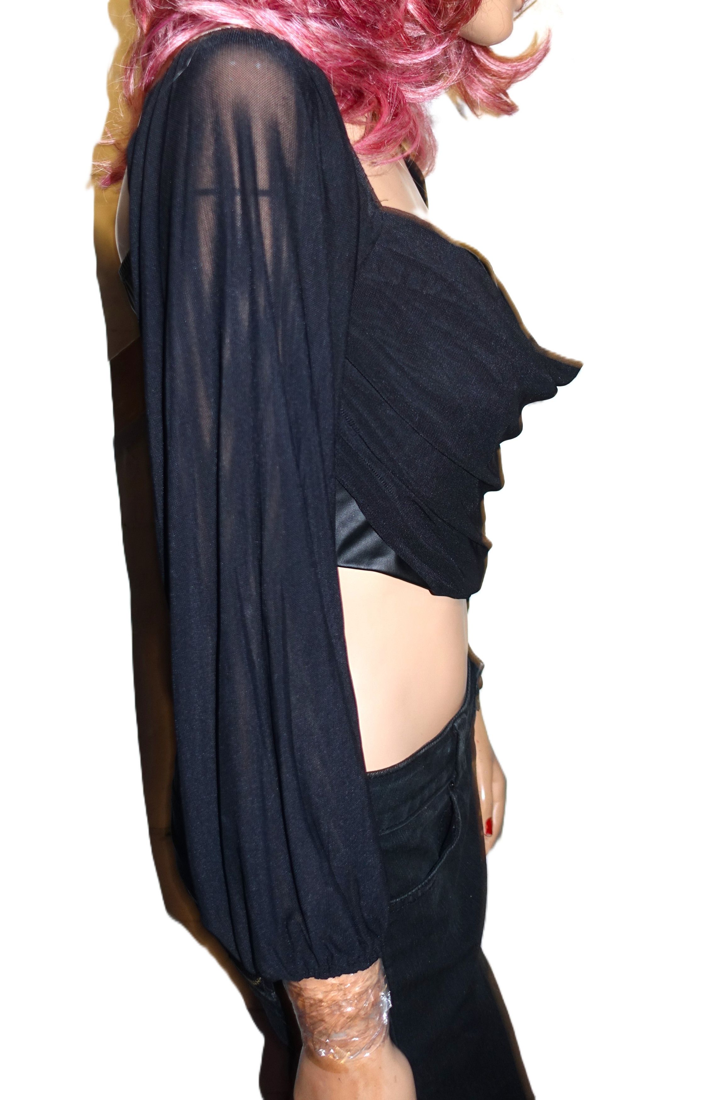 Vintage Windsor Black Faux leather Draped Crop Top M Size M / US 6-8 / IT 42-44 - 6 Thumbnail