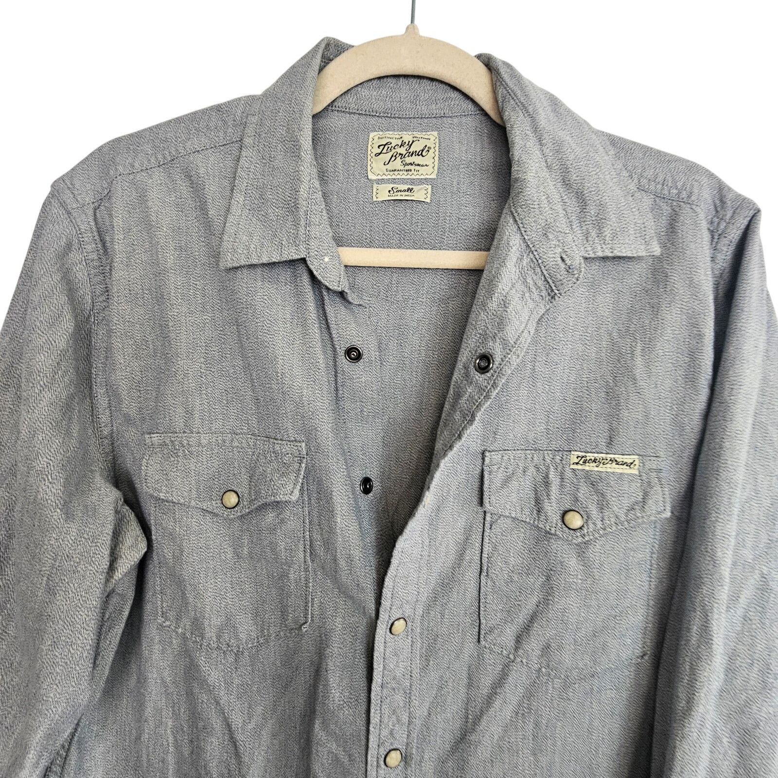 Lucky Brand Lucky Brand Western Shirt Snap Front Long Sleeve Men S Gray Size US S / EU 44-46 / 1 - 2 Thumbnail