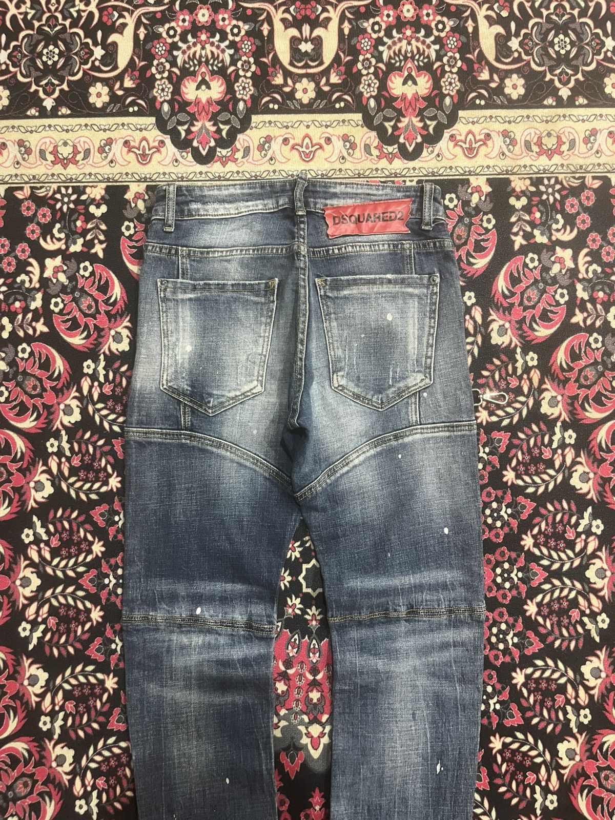 Dsquared2 Dsquared2 Blue Denim Slim Fit Paint Splatter Distressed Jean Size US 29 - 9 Thumbnail