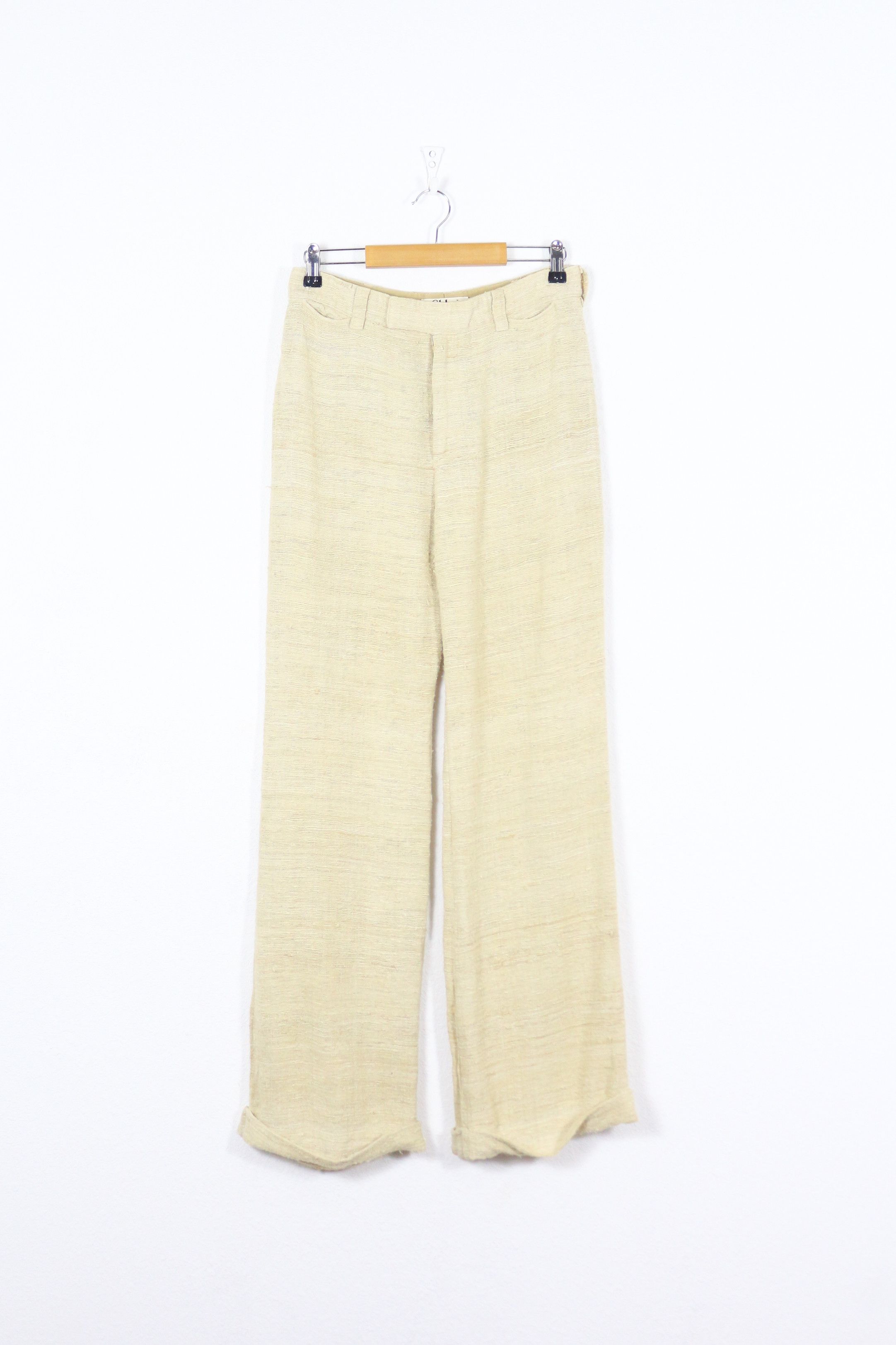 Chloe Chloe Ecru Beige Silk Unstructured Trousers Pants 38 Size 27" / US 4 / IT 40 - 1 Thumbnail