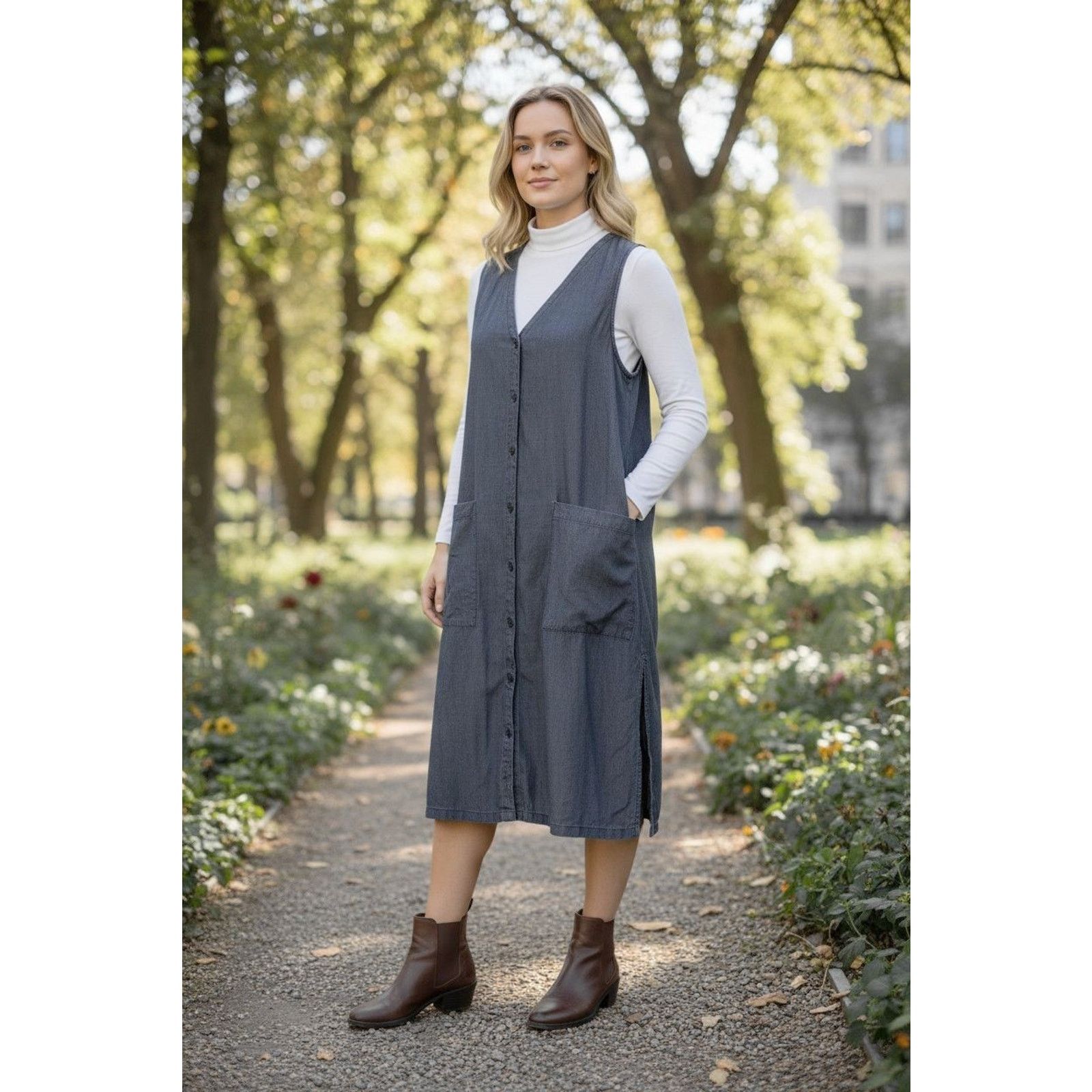 Eileen Fisher EILEEN FISHER Airy Organic Cotton Large Pockets Dress Sz XL Size XL / US 12-14 / IT 48-50 - 1 Thumbnail