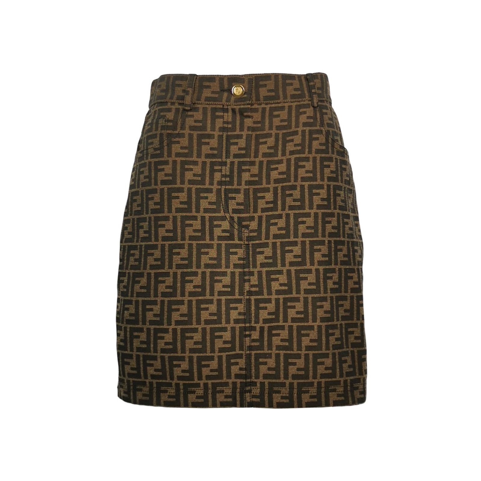 Fendi Fendi Cotton Double F Buttoned Midi Skirt Size 40 Size S / US 4 / IT 40 - 1 Thumbnail